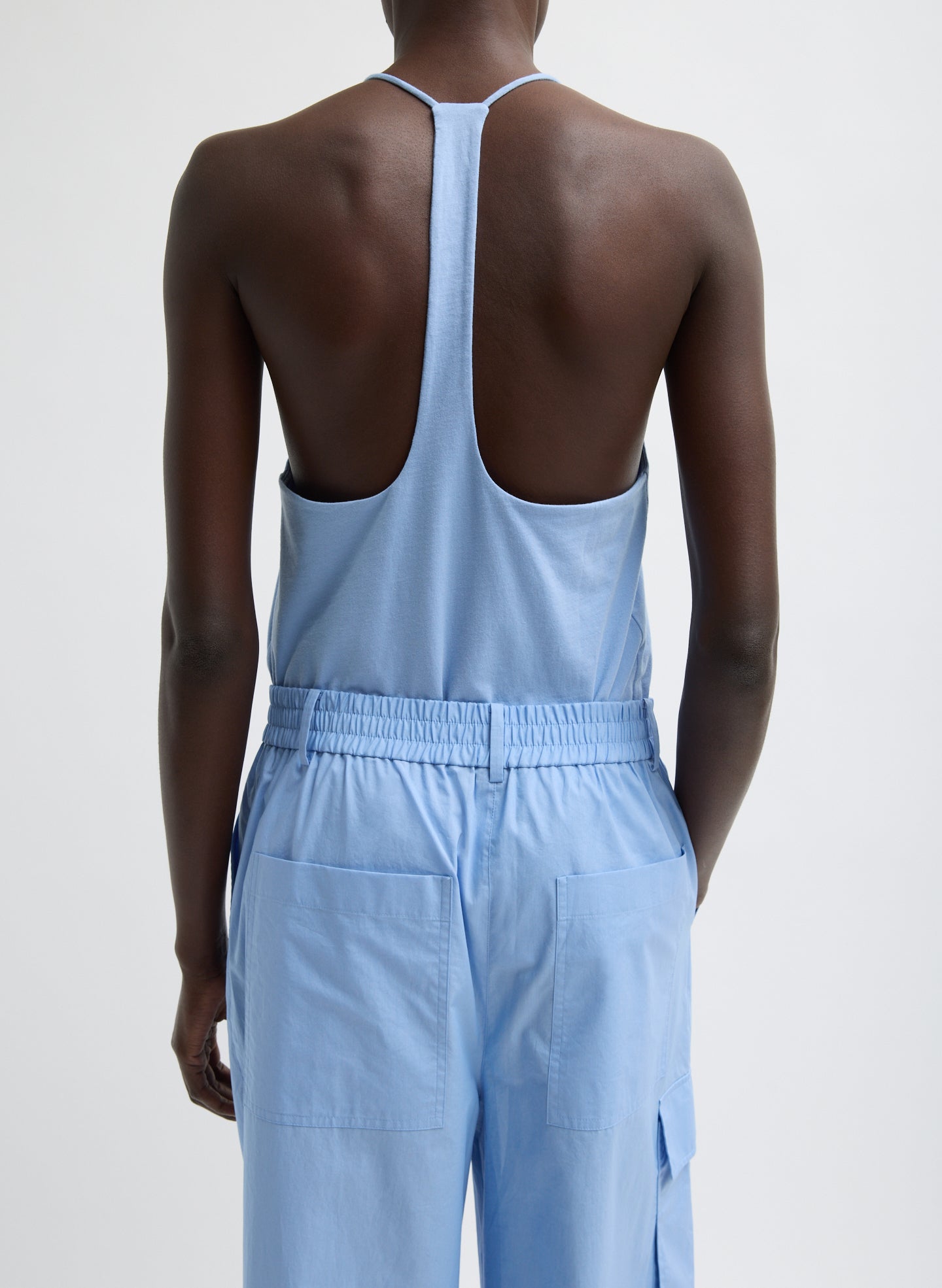 Light Blue Racerback Tank - closeup of racerback