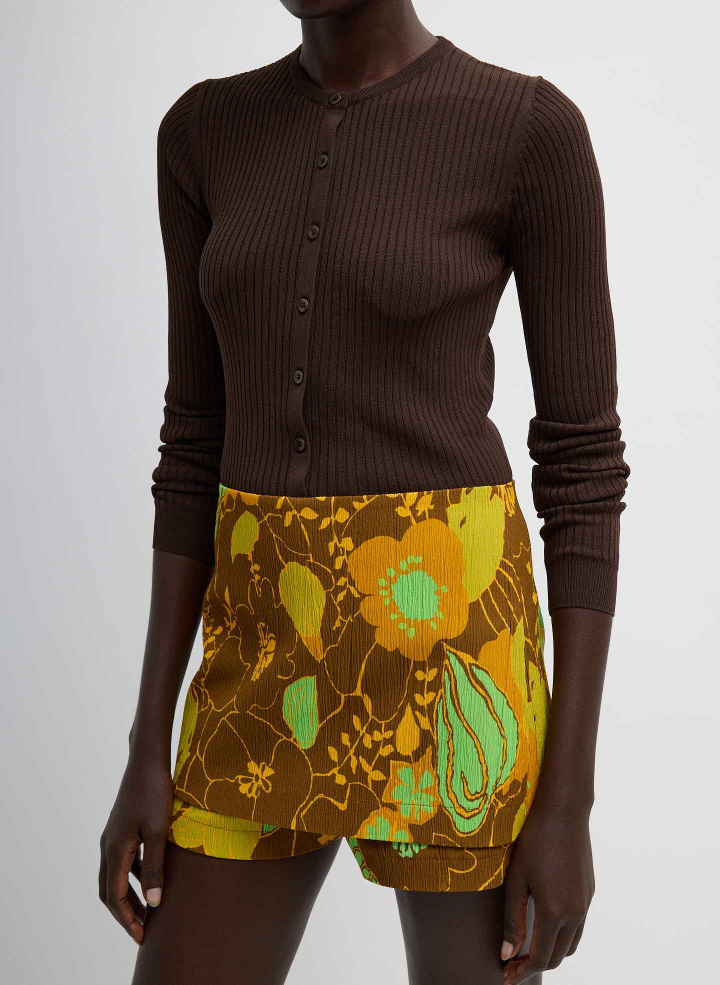 Creased Stretch Crepe Kamara Print Skort - detail shot