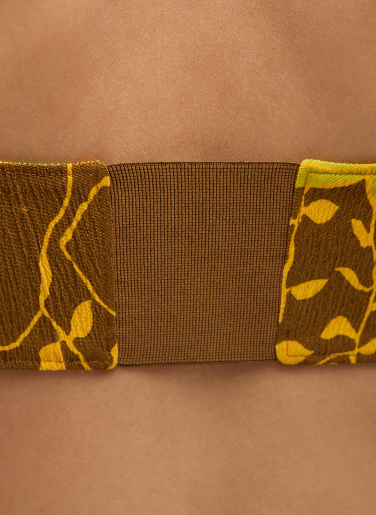 Creased Stretch Crepe Kamara Print Strapless Bralette - closeup of back detail