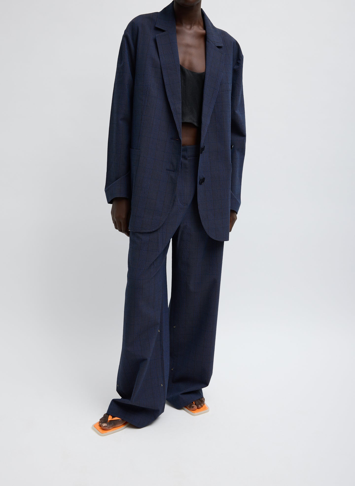 Navy Menswear Crepon Liam Blazer - oversized blazer, front view on model