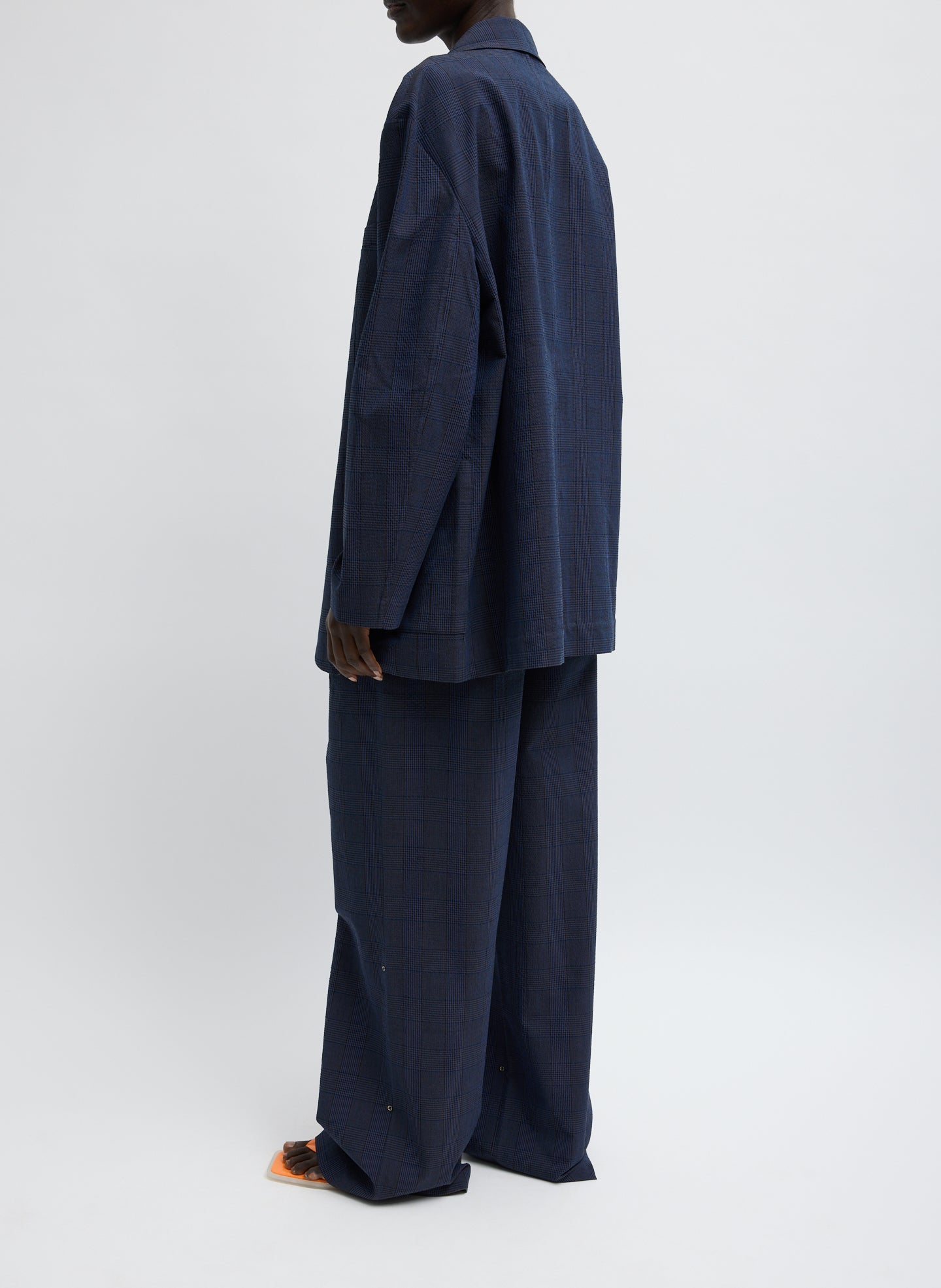 Navy Menswear Crepon Liam Blazer - oversized blazer, side view on model