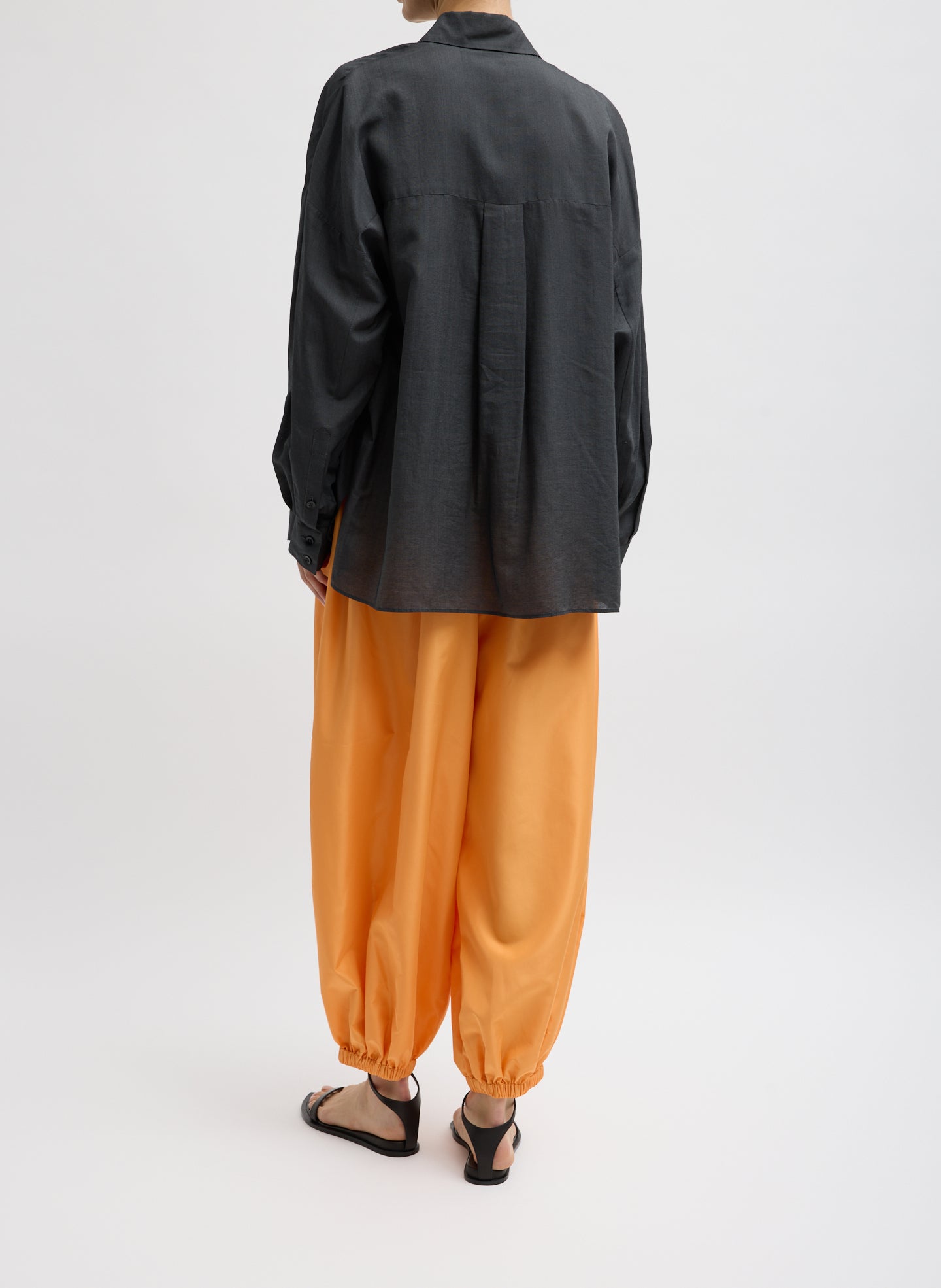 Orange Summer Nylon Zeppelin Balloon Pant - lounge pant, back view on model