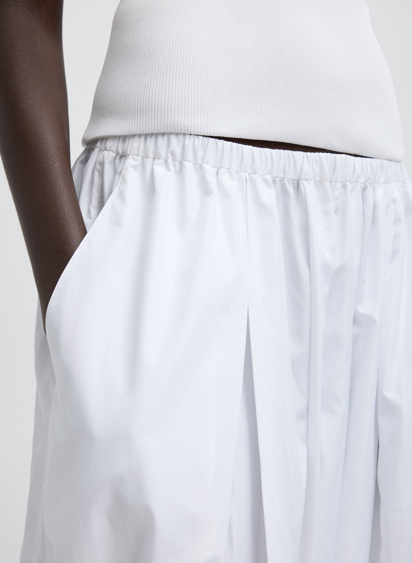 White Summer Nylon Zeppelin Balloon Pant - closeup of side pocket detail