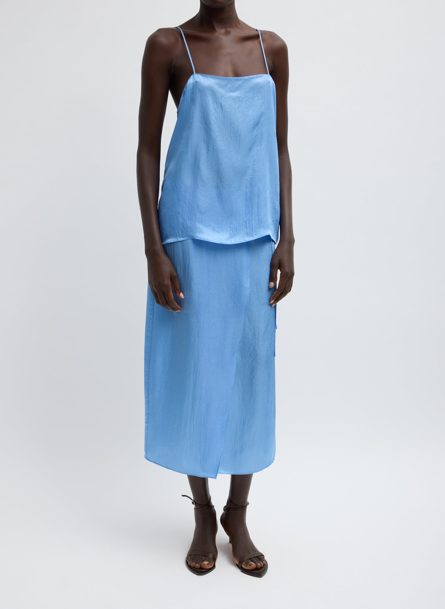 Light Blue Summer Slip Cami - full look, front view on model