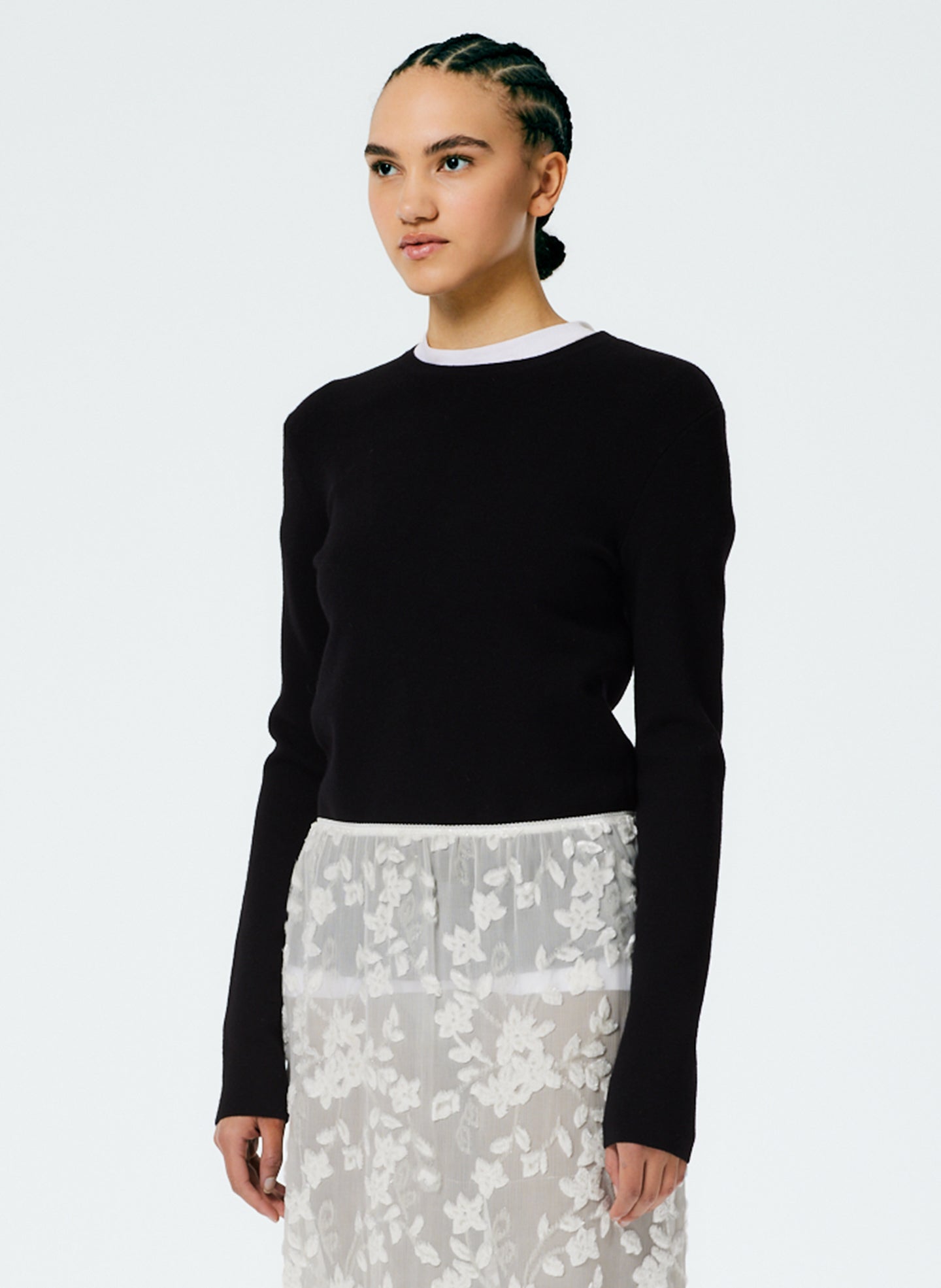 Double Faced Cashmere Mini Long Sleeve Pullover