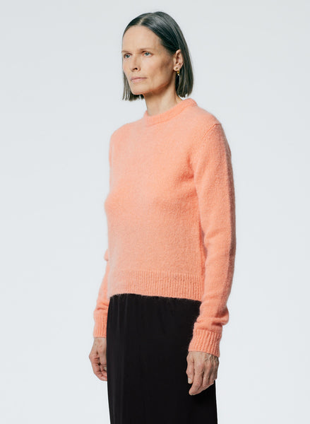 Soft Mohair Shrunken Crewneck Pullover