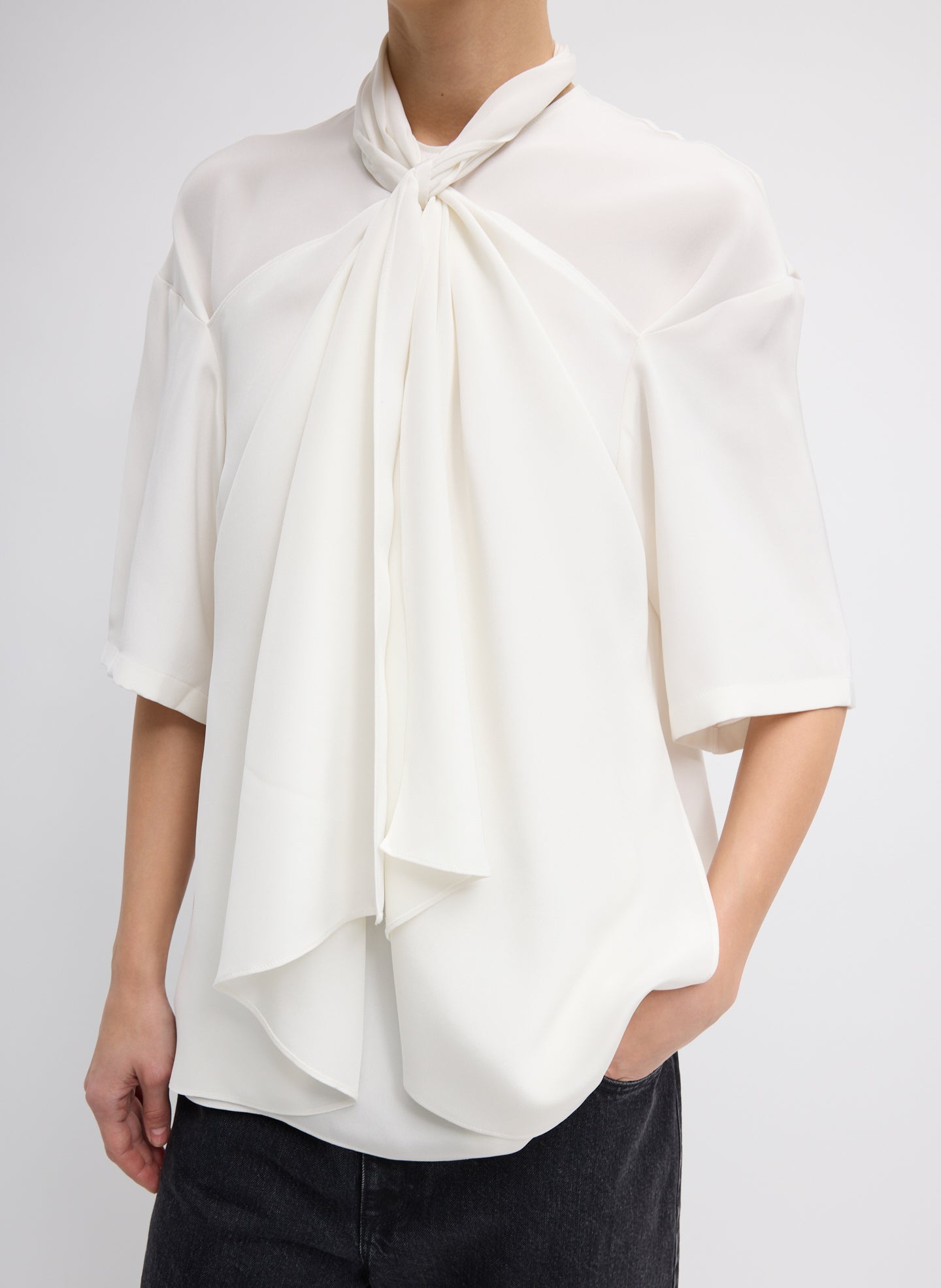 4-Ply Silk Tie Front Top – Tibi Official