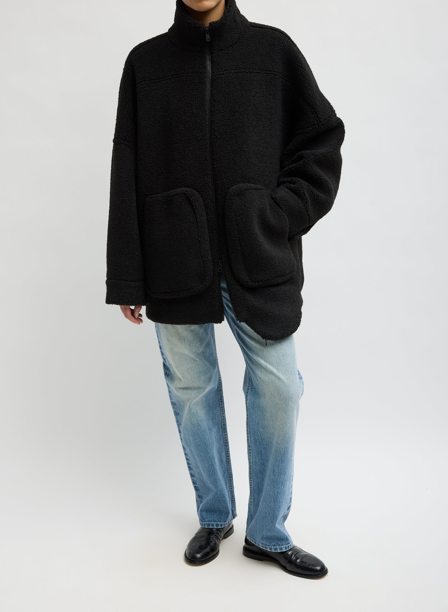 Cozy Fleece Cubic Zip Up Bomber