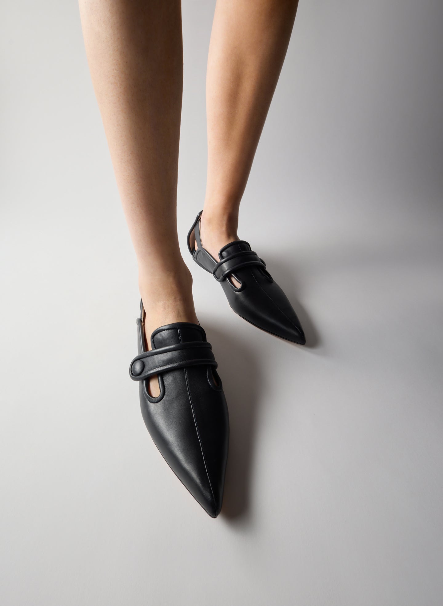Dark Navy Cozy Rudolph Flat - pointed toe on model