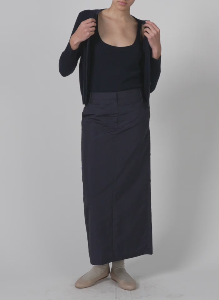 Navy Washable Cashmere Shrunken Cardigan - video on model