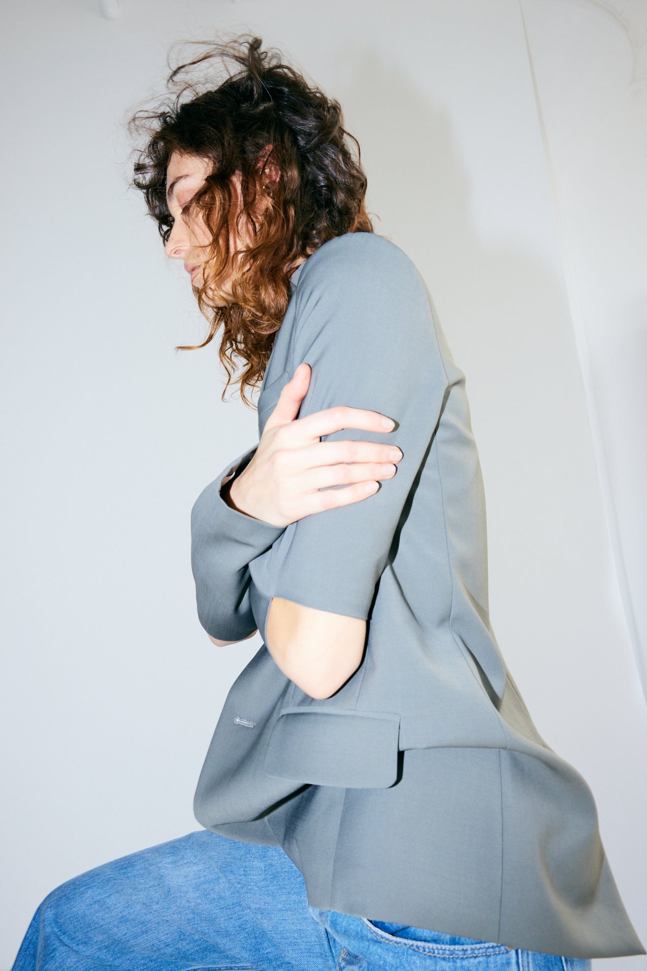 Tropical Wool Cutout Sleeve Marlon Blazer