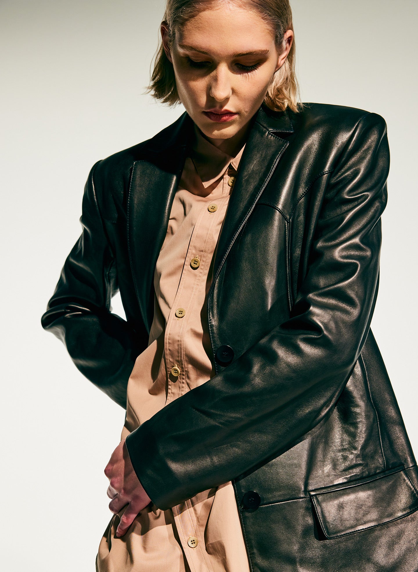 Eco Poplin Sleeveless Shoulderpad Shirt