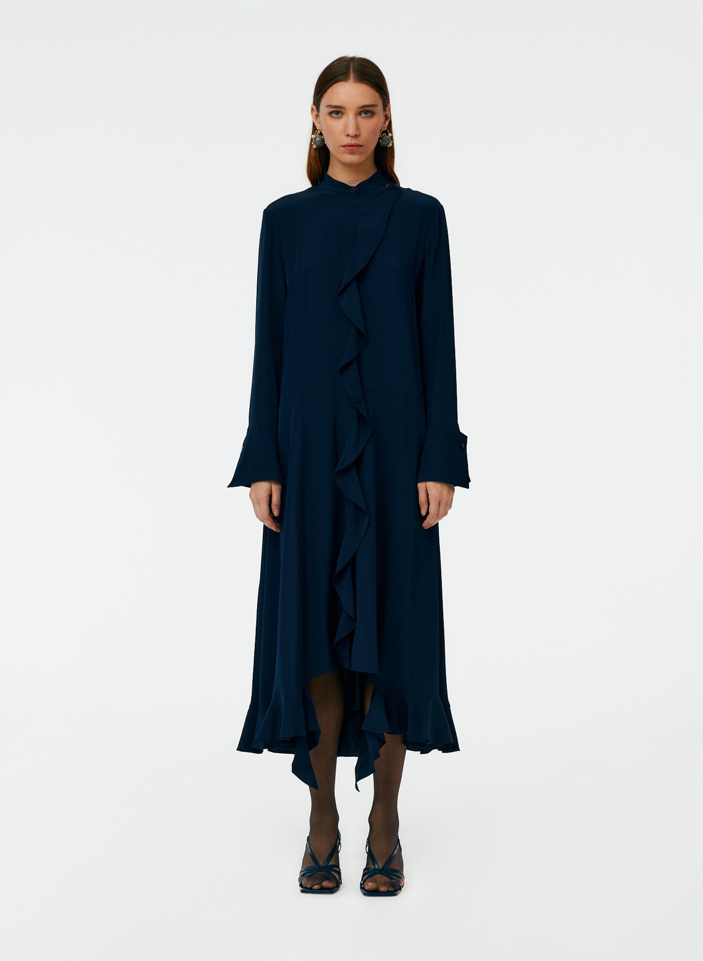 Eco Silk Detached Ruffle Shirtdress