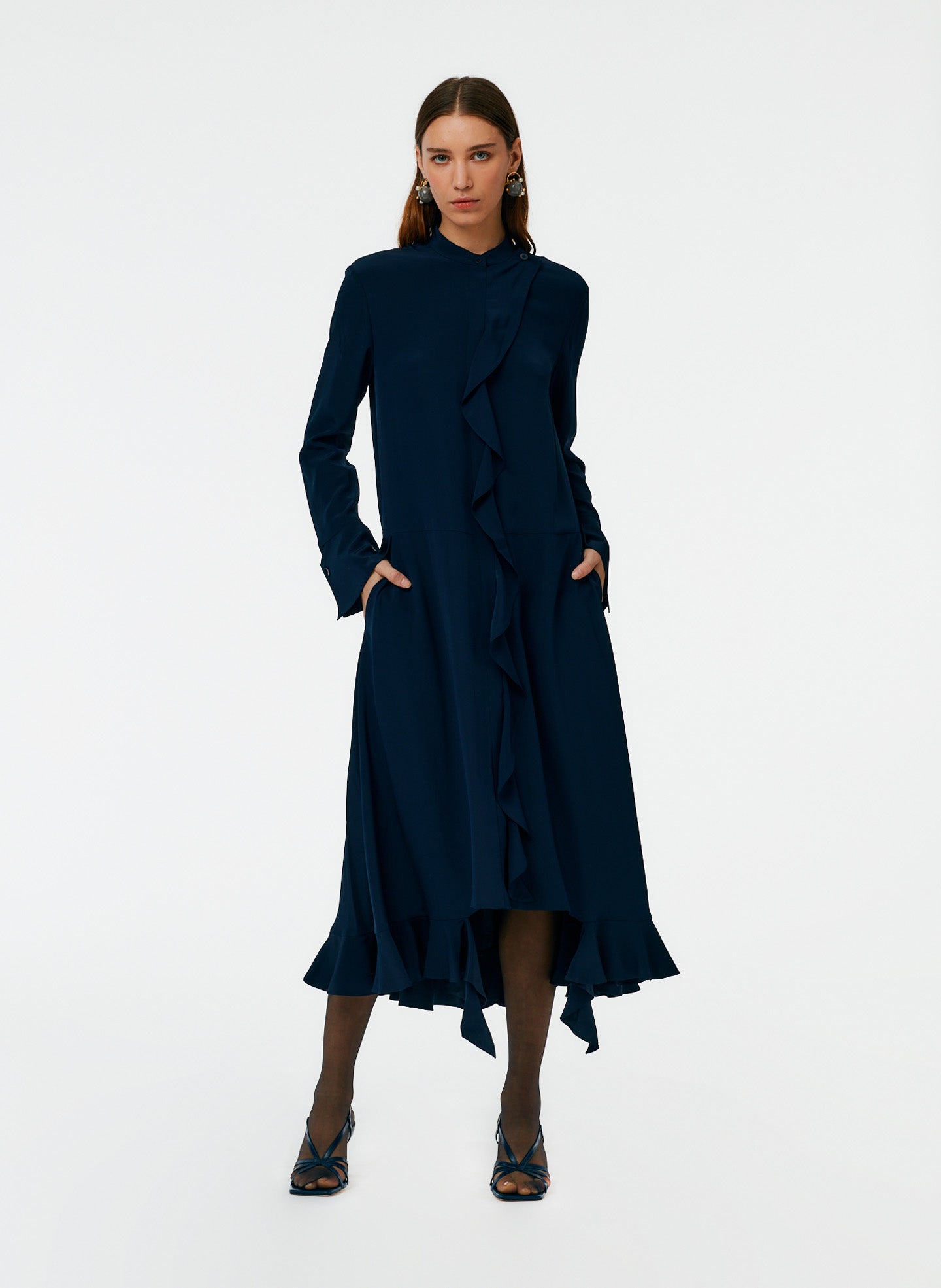 Eco Silk Detached Ruffle Shirtdress