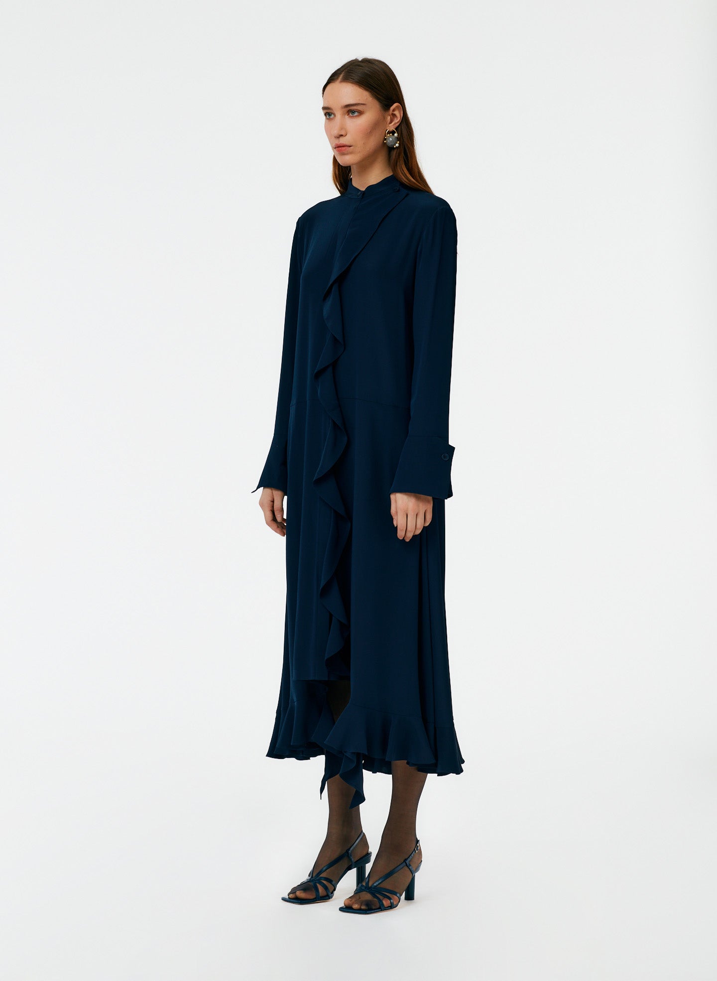 Eco Silk Detached Ruffle Shirtdress