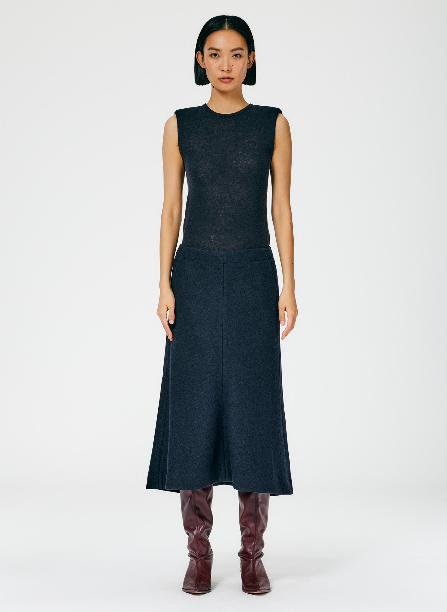 Boiled Wool Sculpted Skirt