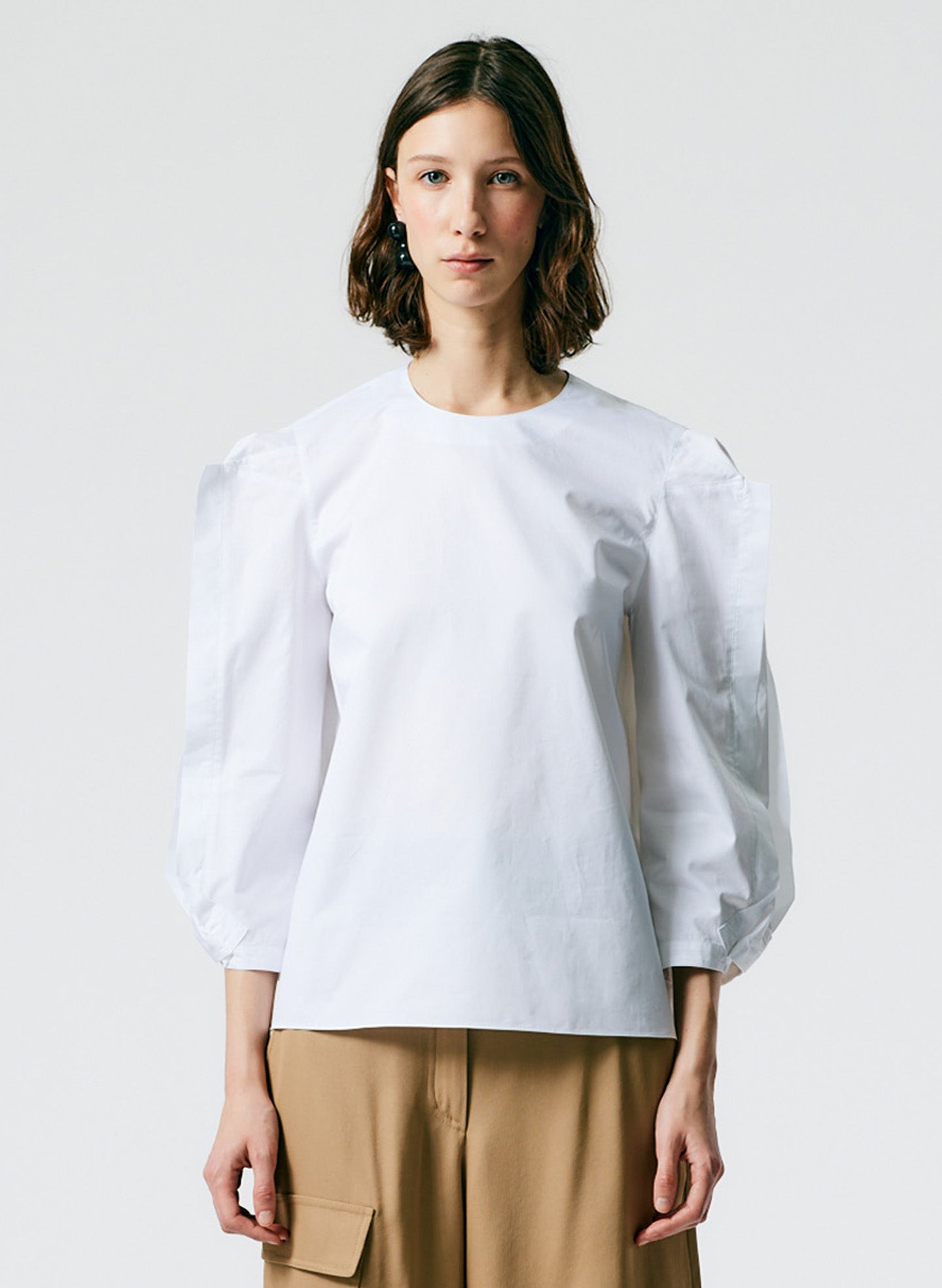 Lightweight Cotton Sateen Square Sleeve Top