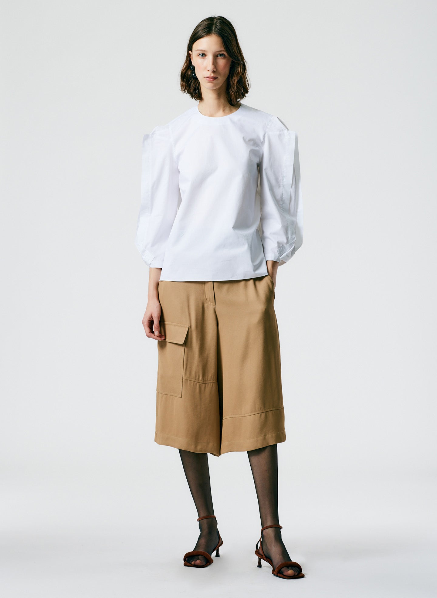 Lightweight Cotton Sateen Square Sleeve Top