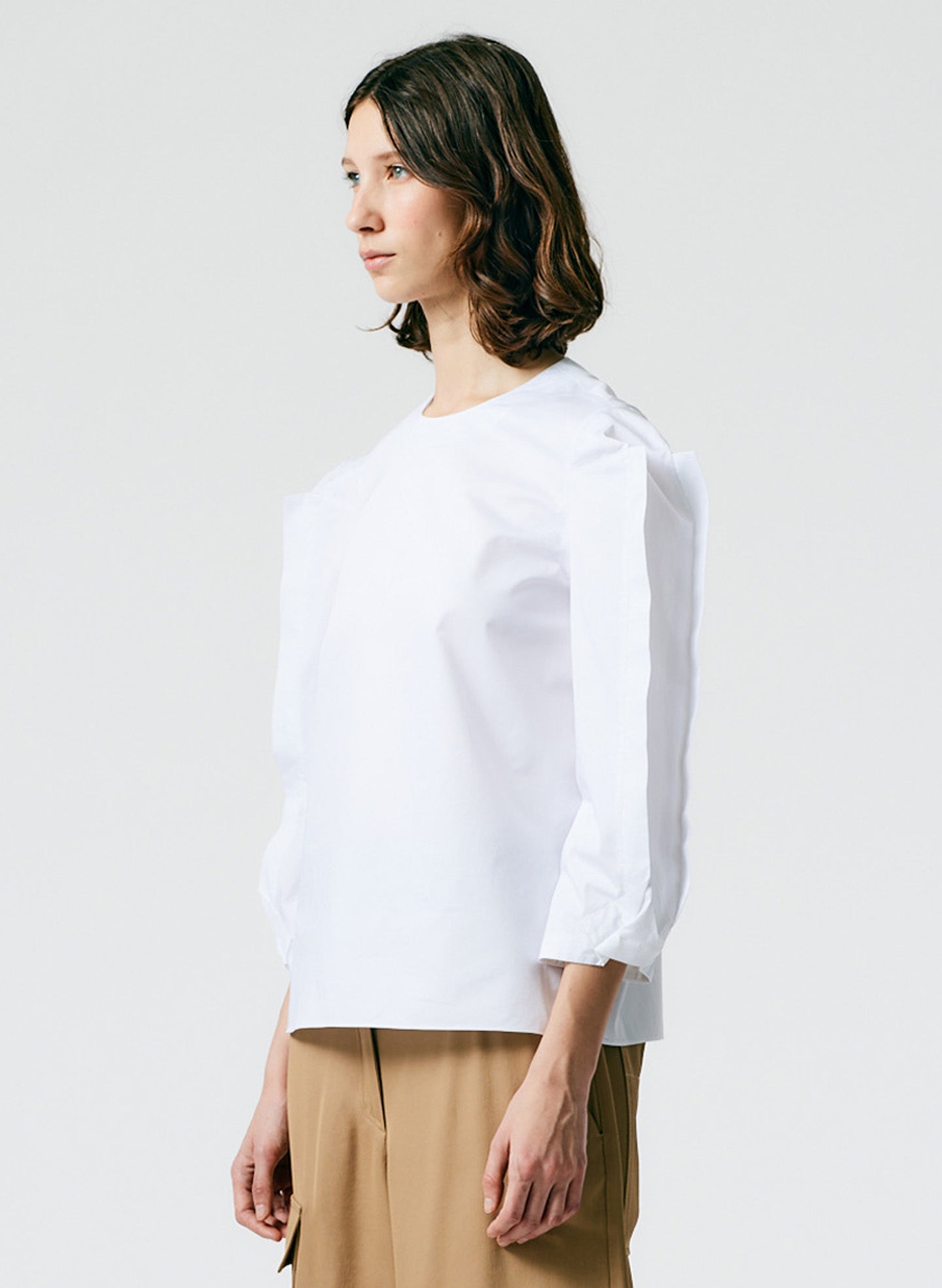 Lightweight Cotton Sateen Square Sleeve Top