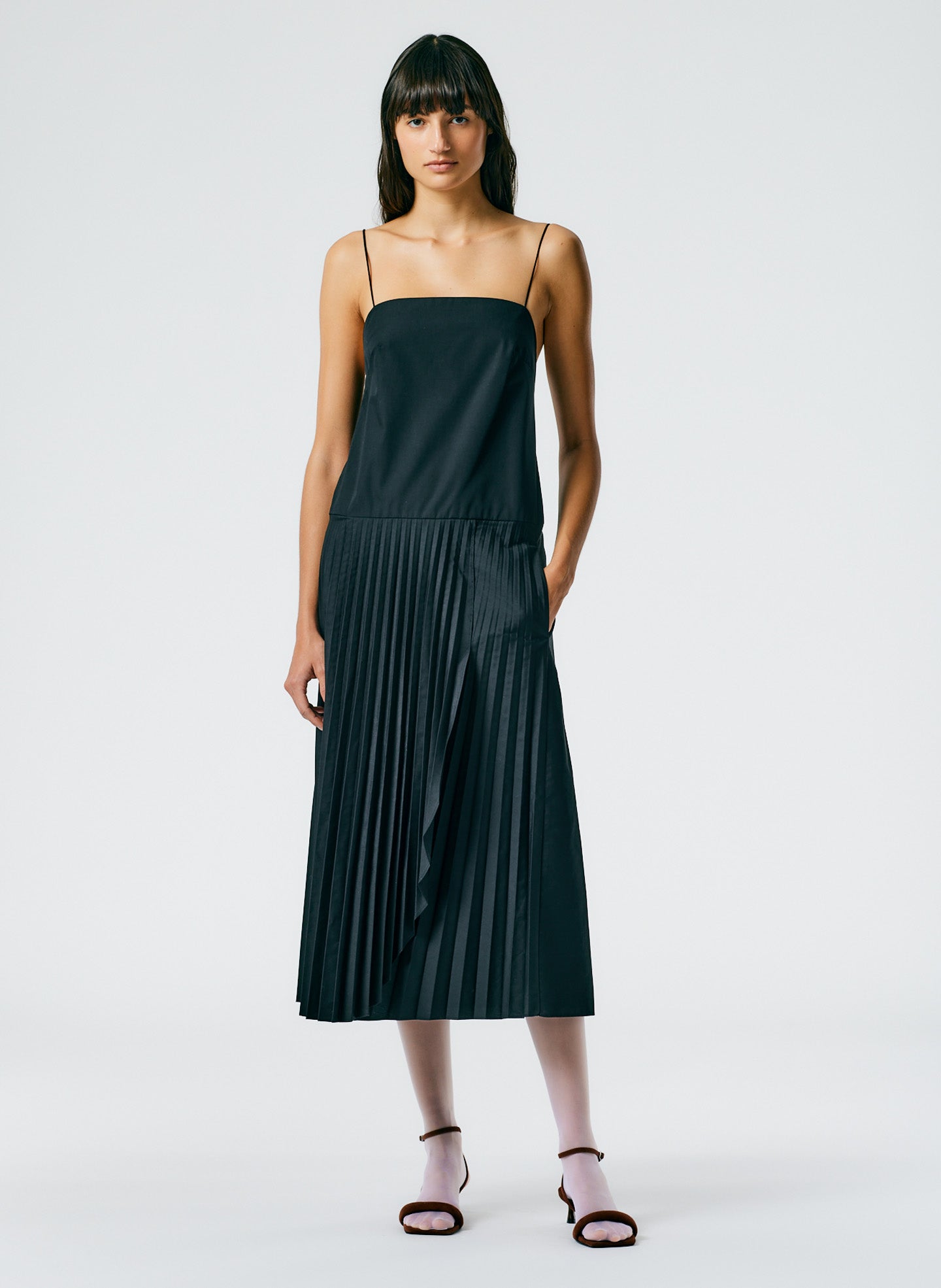 Pleated Cotton Strappy Dress Pleated Cotton Strappy Dress