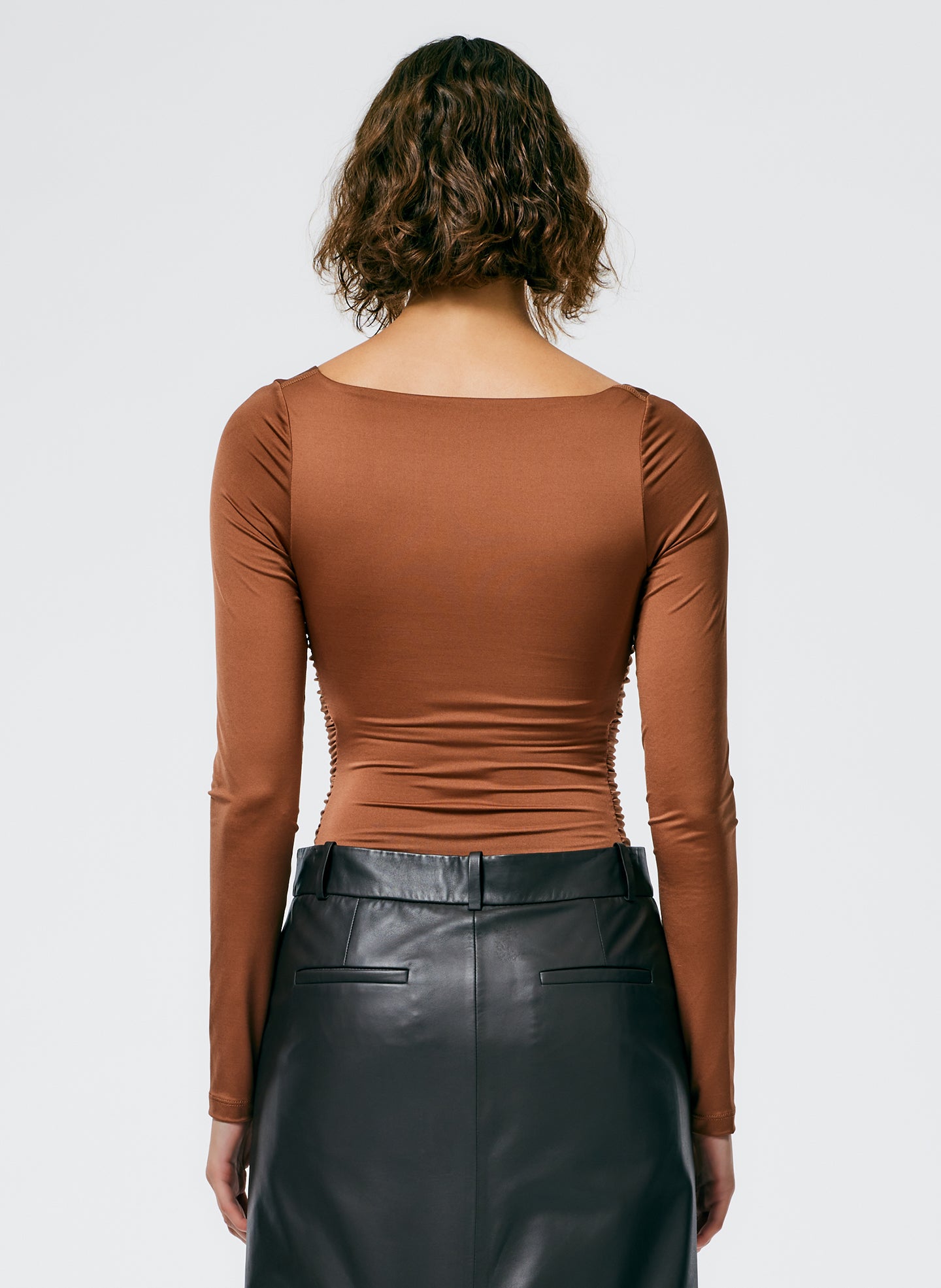Stretch Shirred Long Sleeve Bodysuit