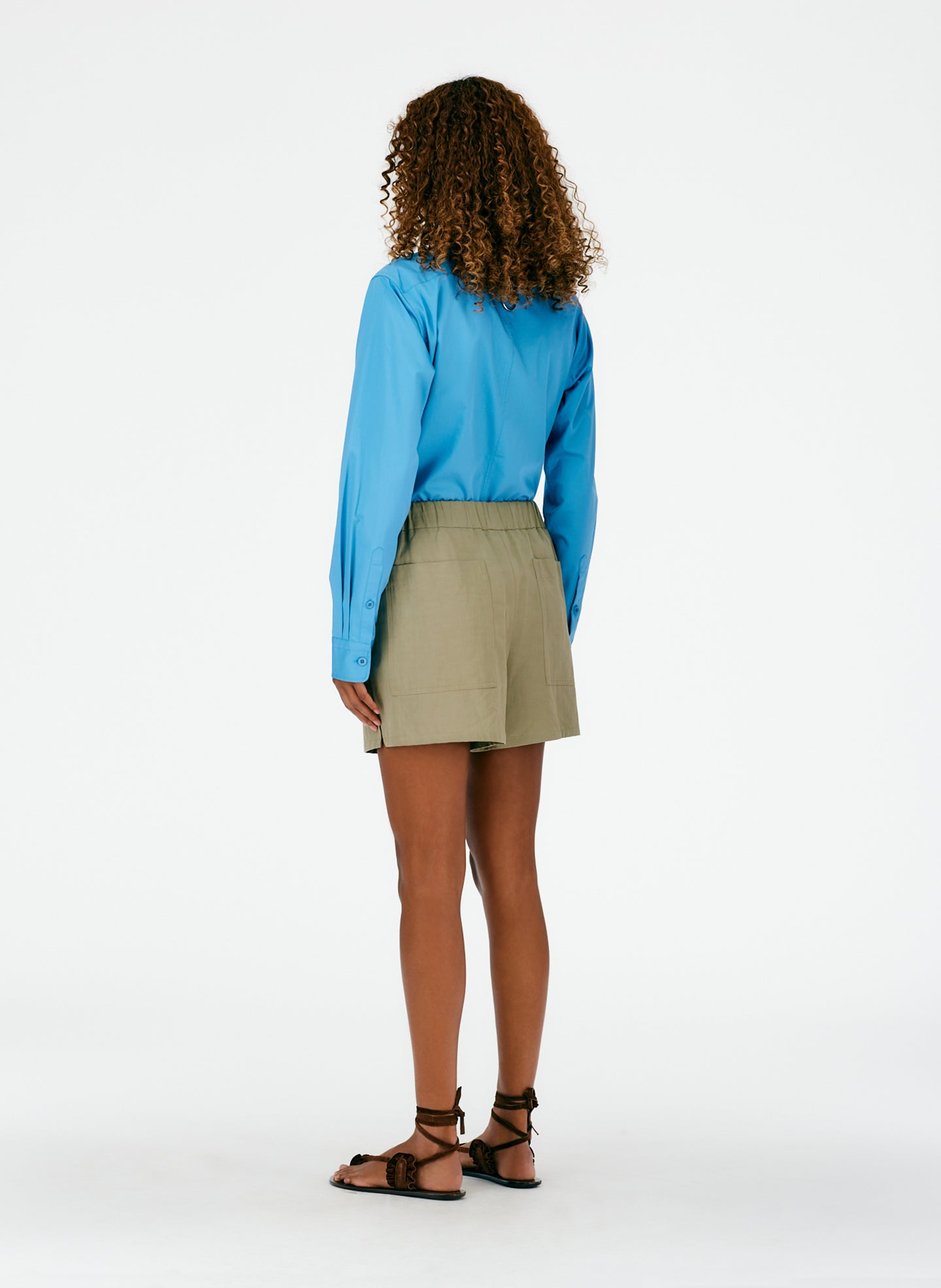 Cotton Linen Sateen Pull On Shorts