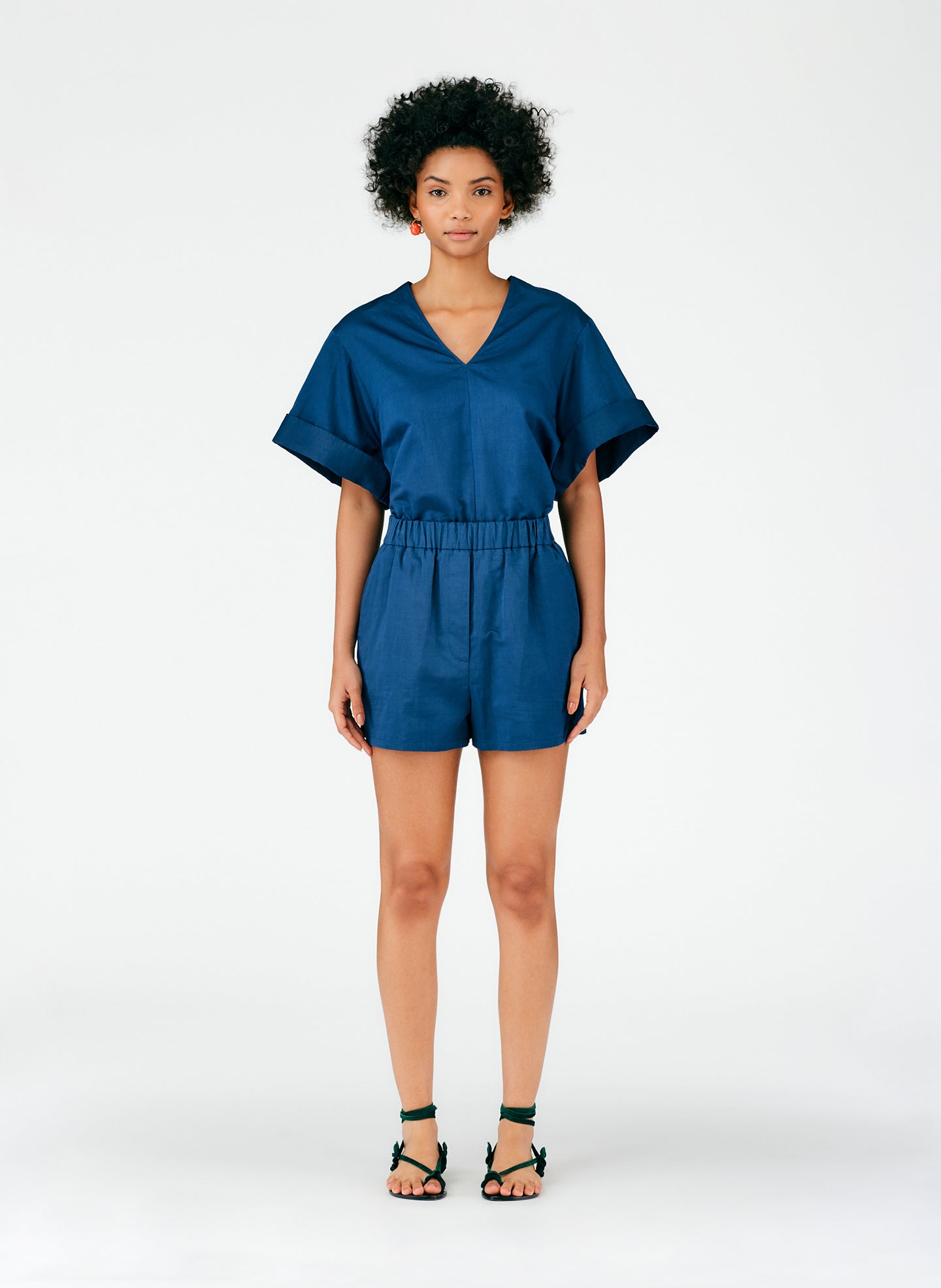 Cotton Linen Sateen Pull On Shorts