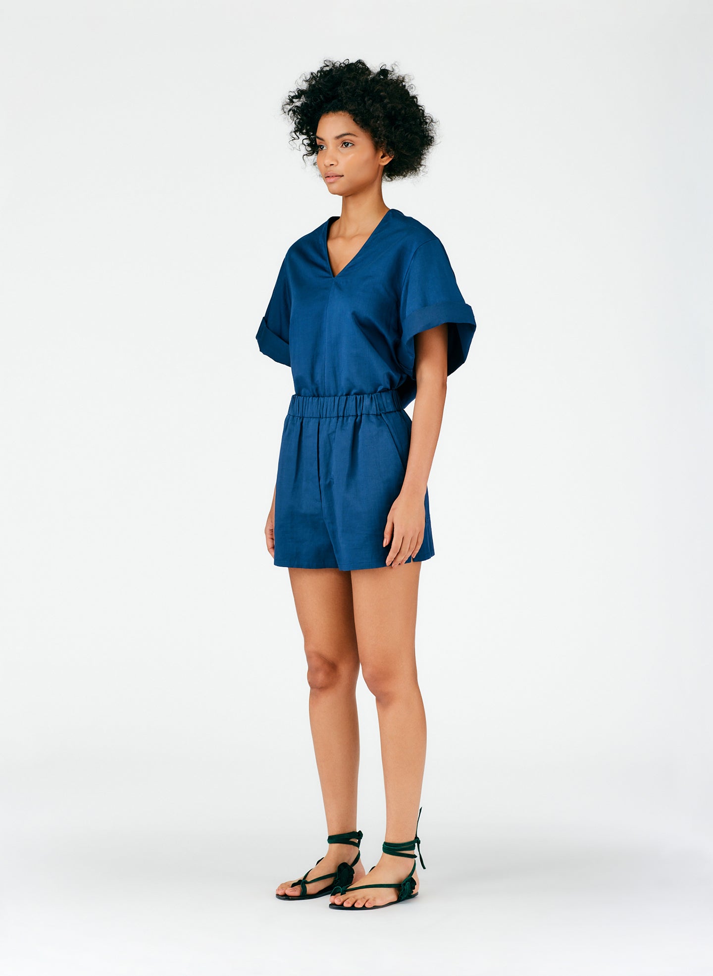 Cotton Linen Sateen Pull On Shorts