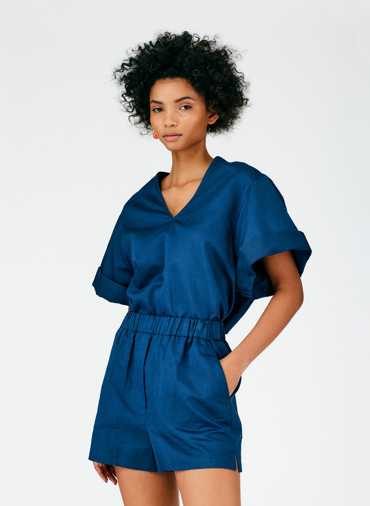 Cotton Linen Sateen Pull On Shorts