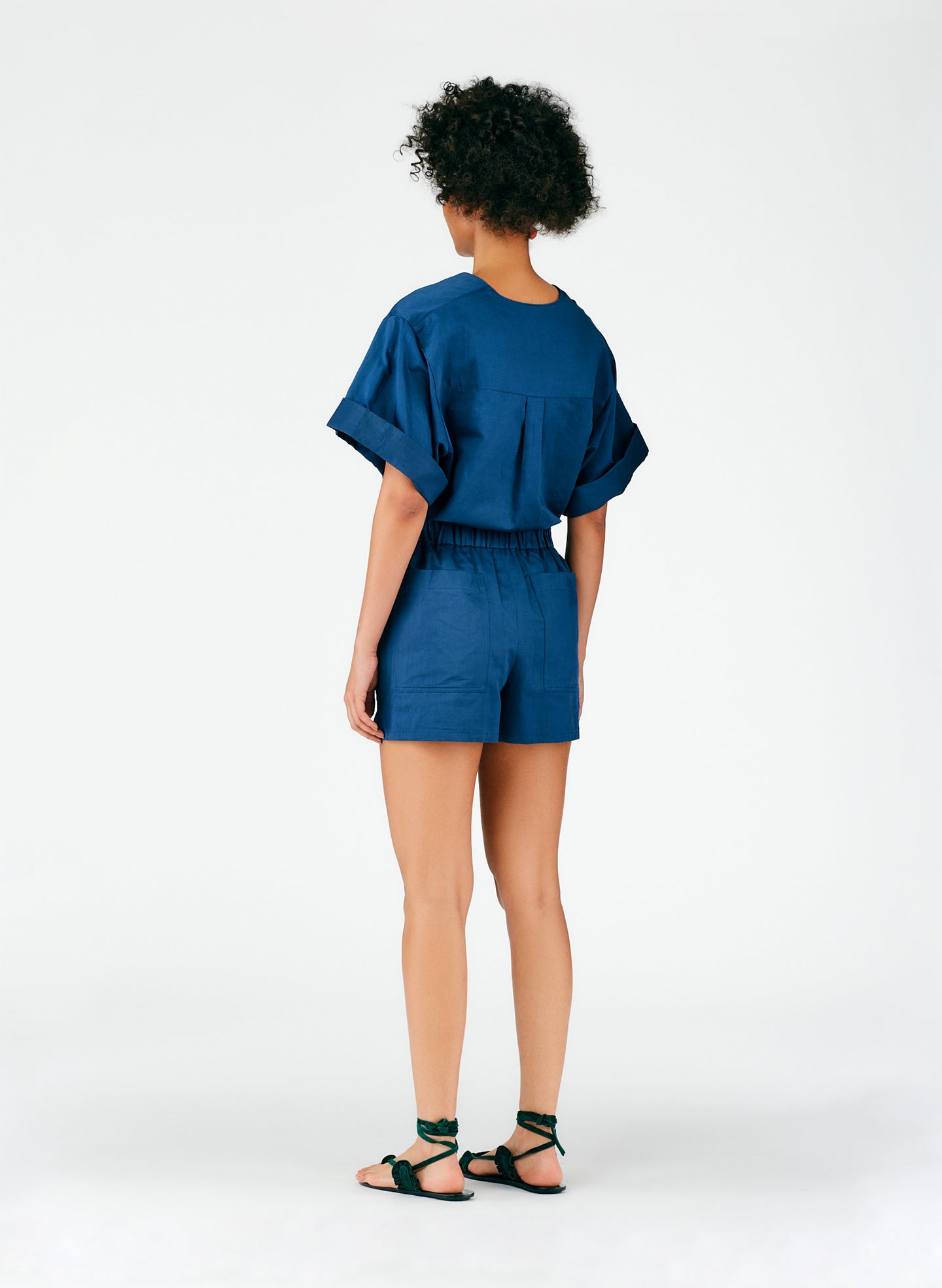 Cotton Linen Sateen Pull On Shorts
