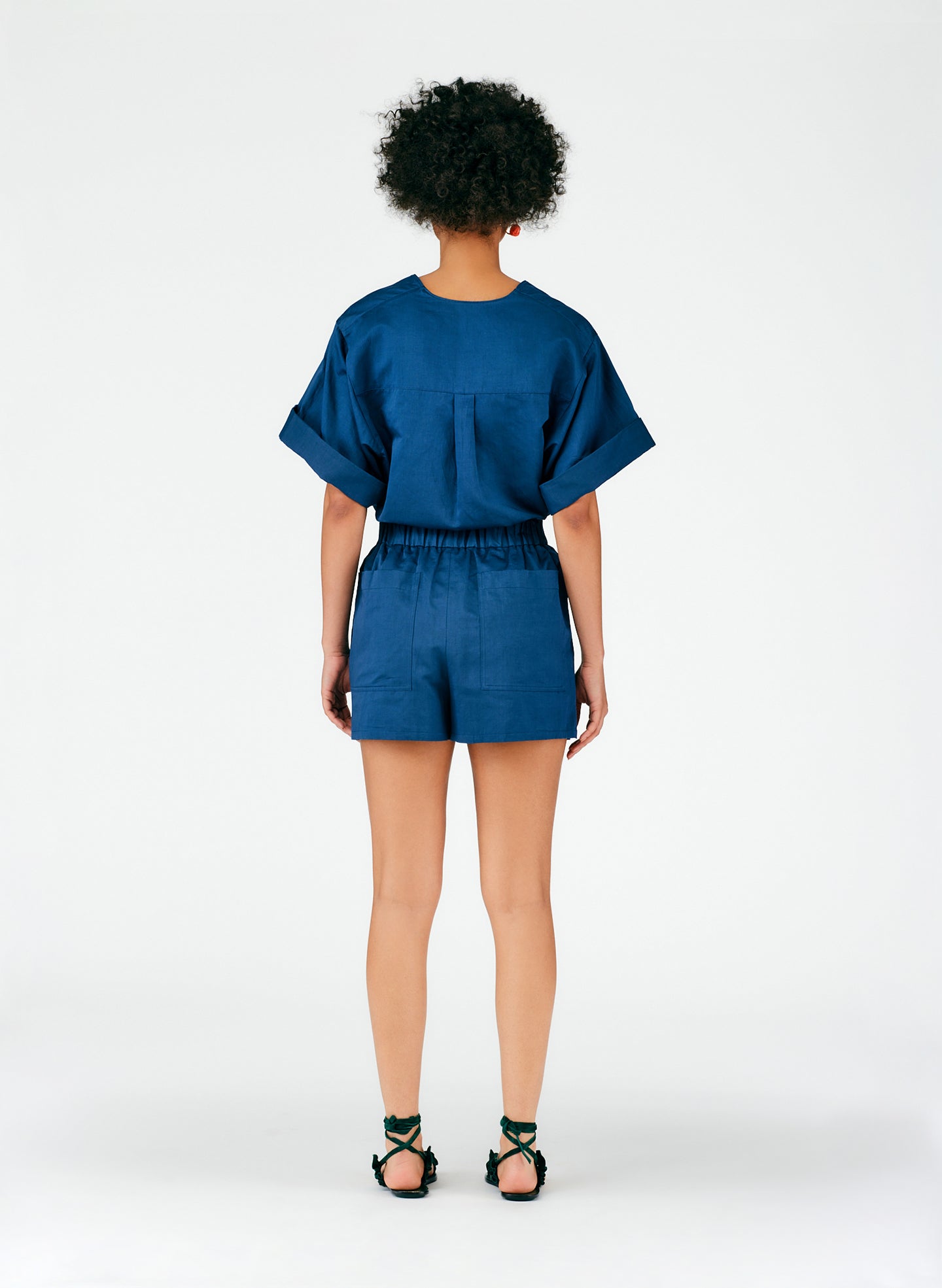 Cotton Linen Sateen Pull On Shorts