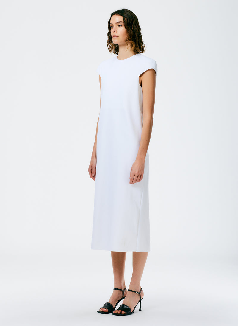 Compact Ultra Stretch Knit Lean Sleeveless Dress White-2