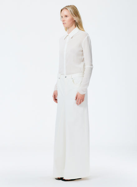 White Denim Godet Maxi Skirt – Tibi Official