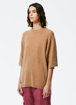 Feather Weight Cashmere Oversized Easy T-Shirt Sand-2