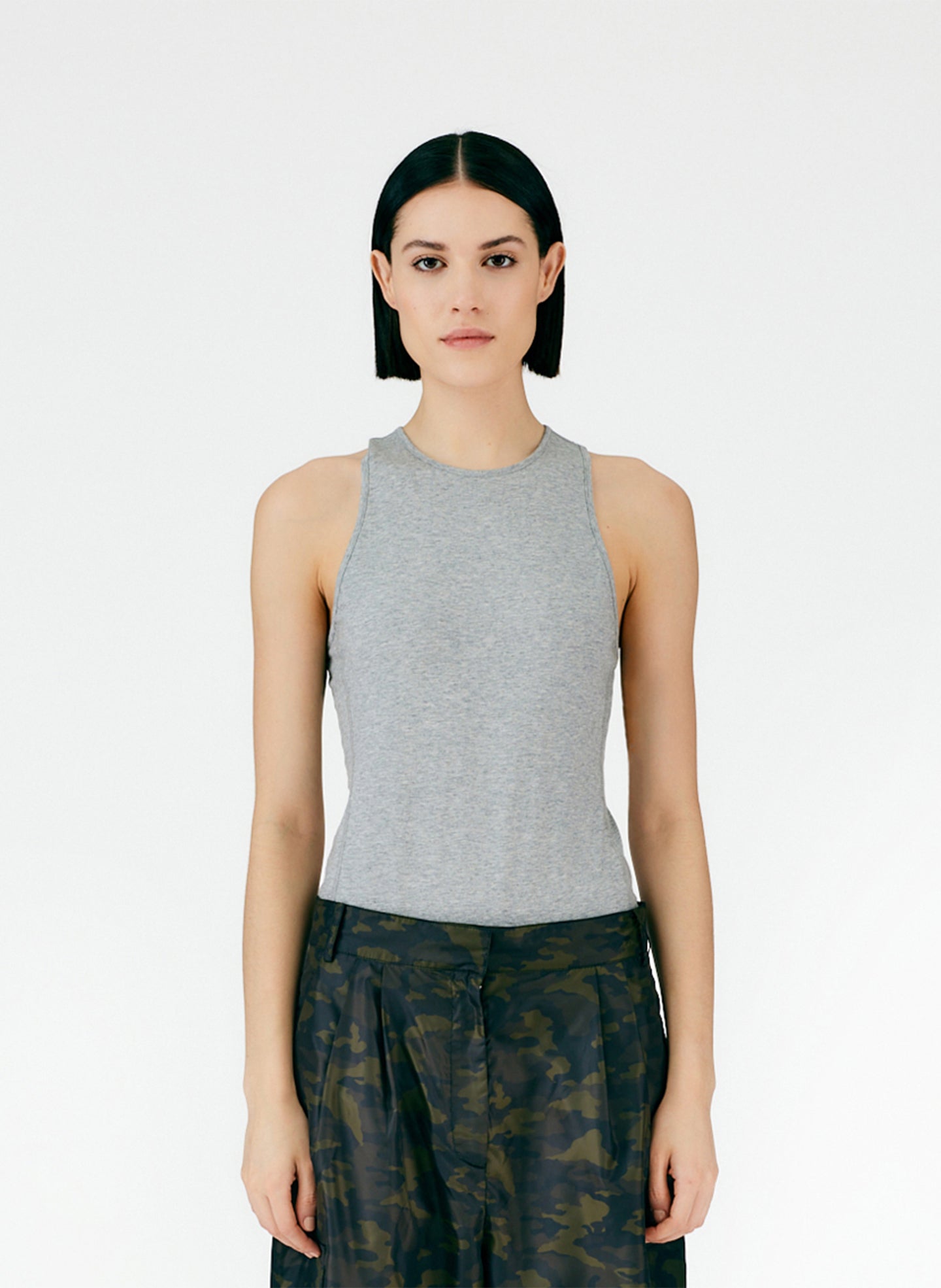 T-Shirt Crewneck Racerback Bodysuit - Heather Grey-01