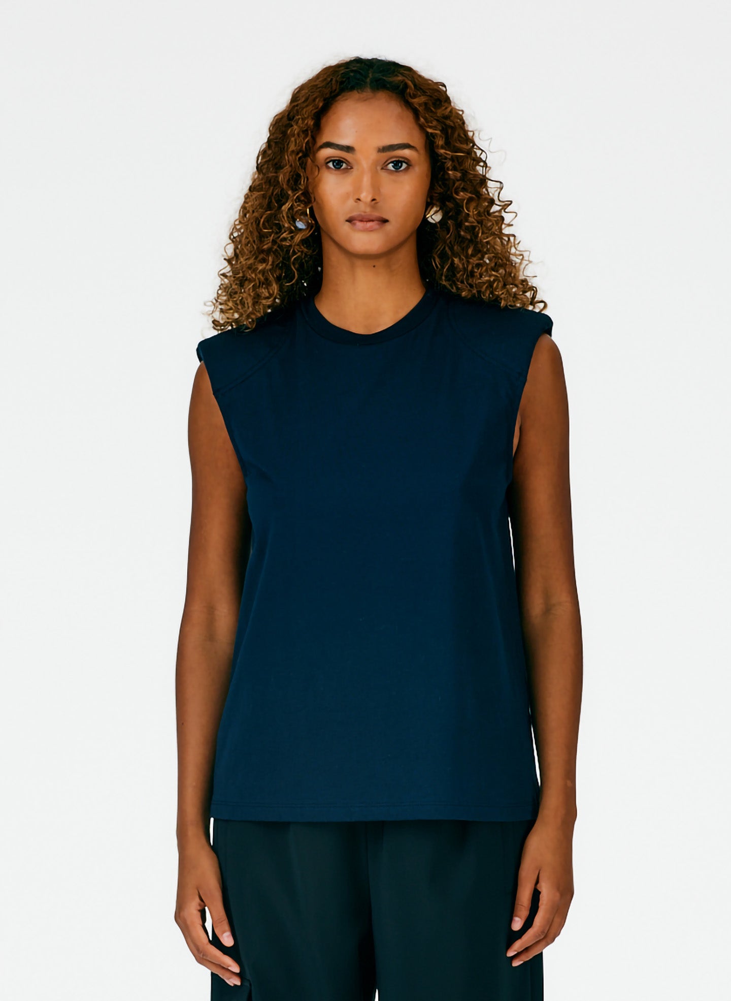 Padded Shoulder Sleeveless Top – Tibi Official - Main Image
