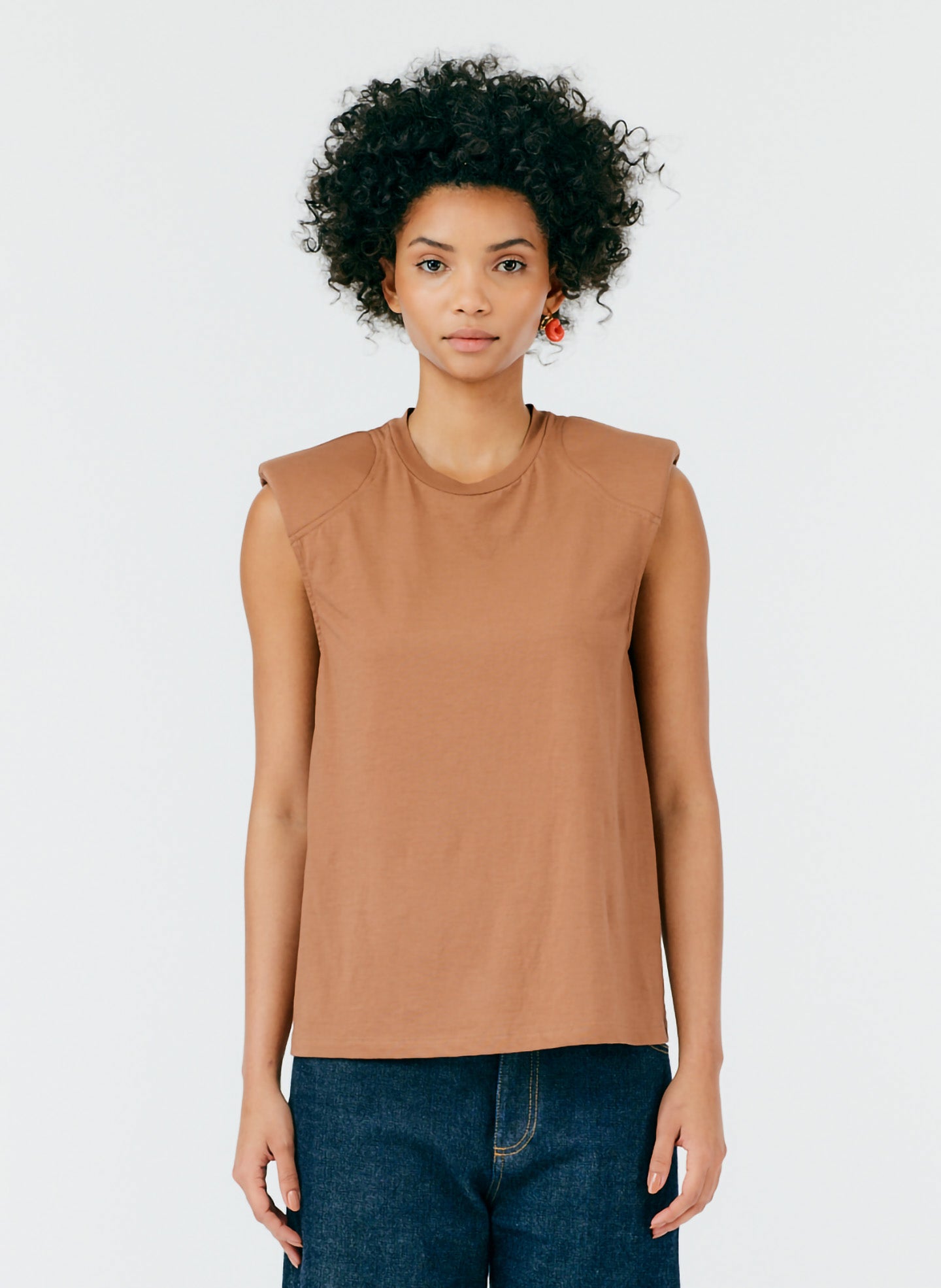 Padded Shoulder Sleeveless Top - Sienna-01