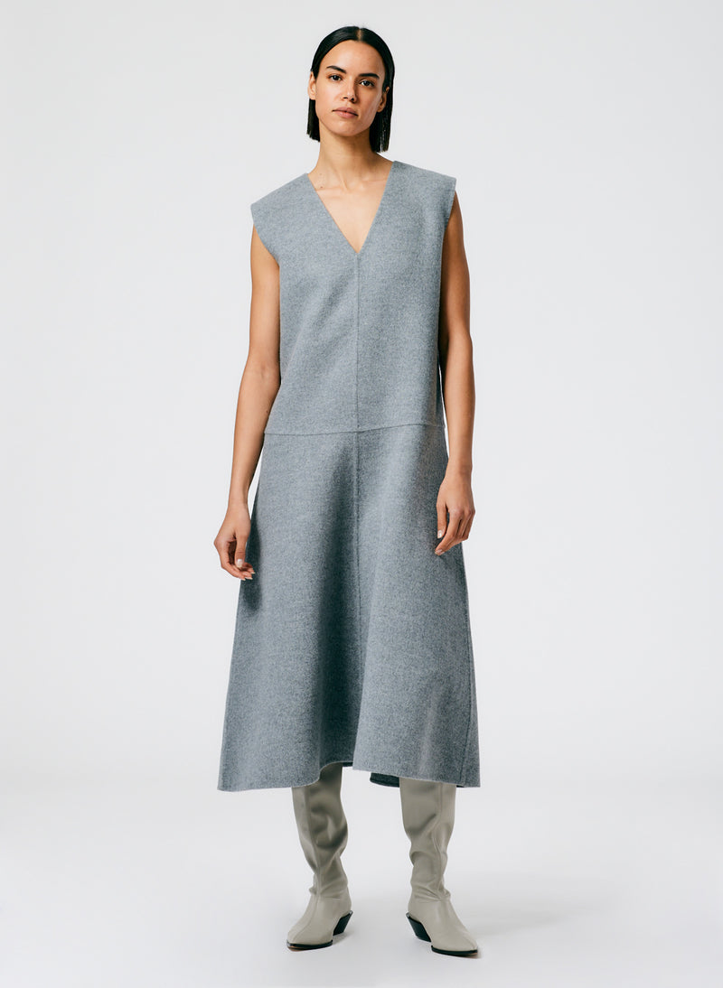 Luxe Double Faced Wool Angora V-Neck Dress Luxe Double Faced Wool Angora V-Neck Dress