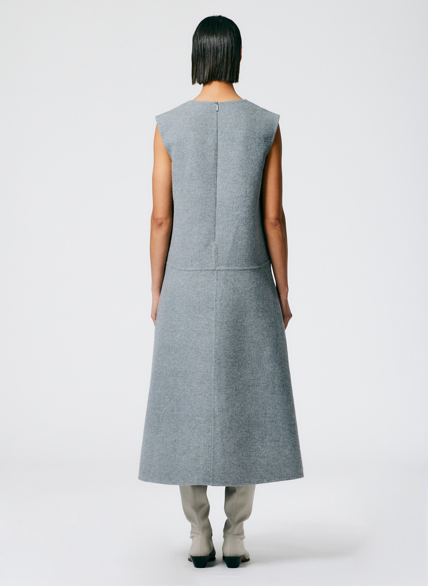 Luxe Double Faced Wool Angora V-Neck Dress