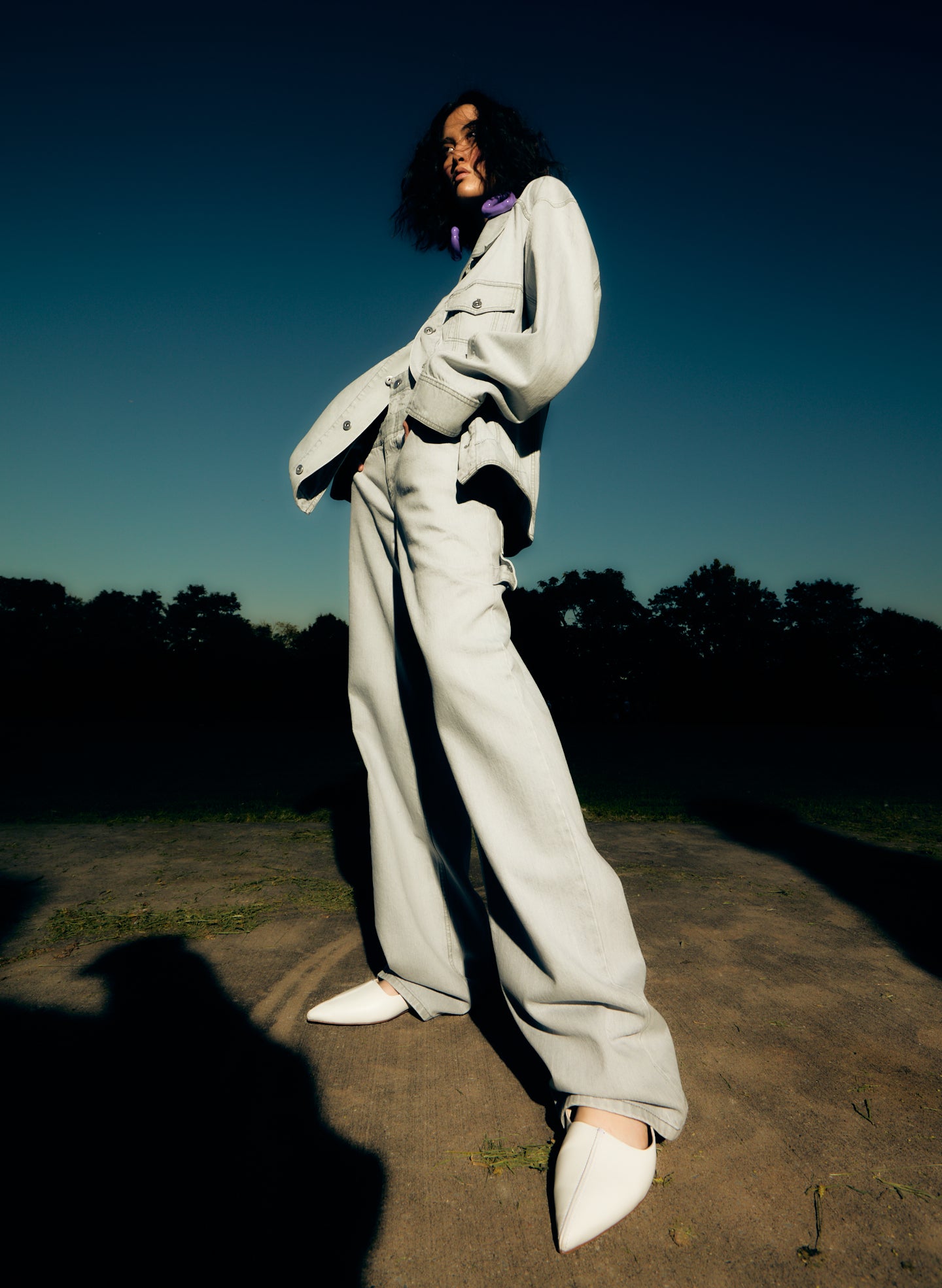 Grey Denim Oversized Jacket