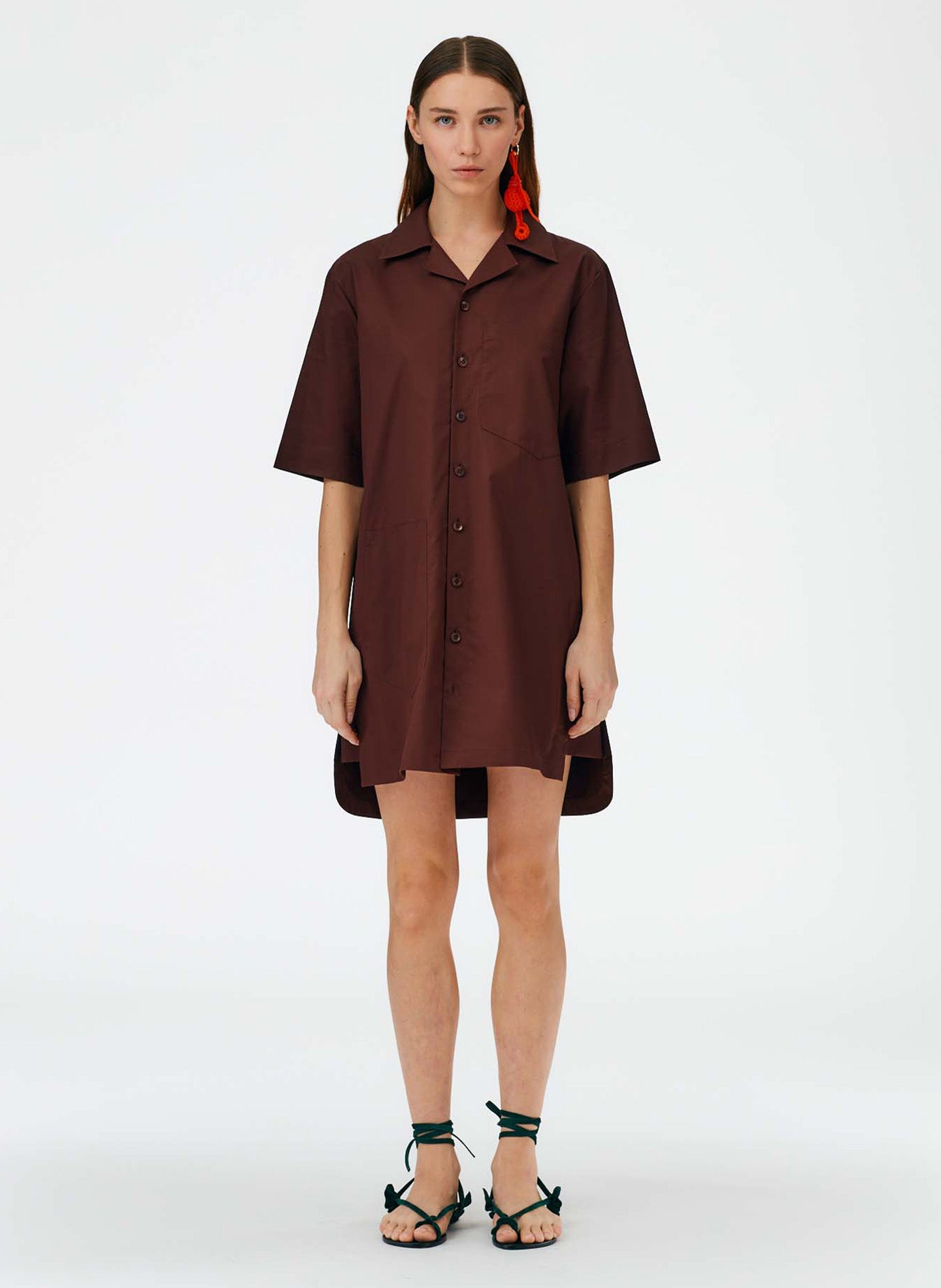 Eco Poplin Camp Dress Tibi Official Eco Poplin Camp Dress Tibi Official