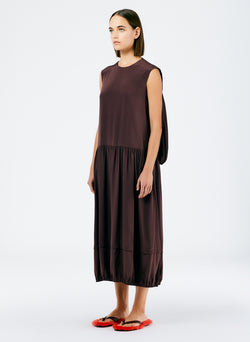 Eco Silk Cape Dress Dark Brown-2