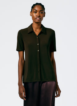 Harlow Jersey Slim Short Sleeve Shirt Brown-4