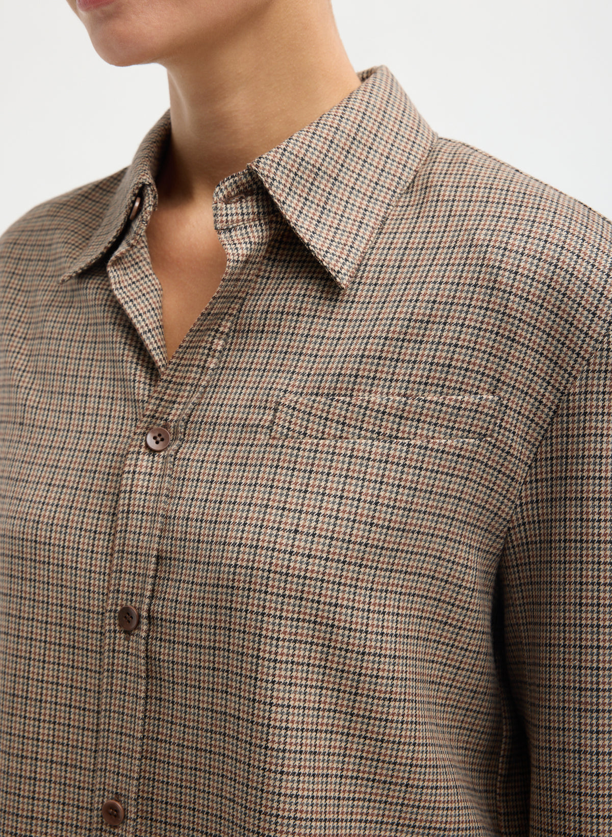 Tan Thomas Menswear Check Detached Shirt - closeup of collar detail