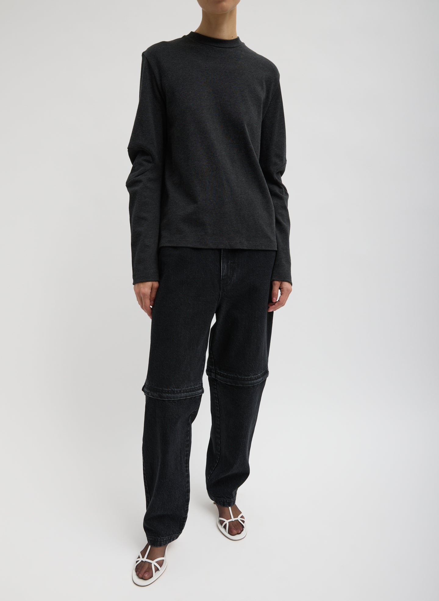 Black Denim Lars Convertible Zip Jean - Black Denim Lars Convertible Zip Jean - full look, front view on model