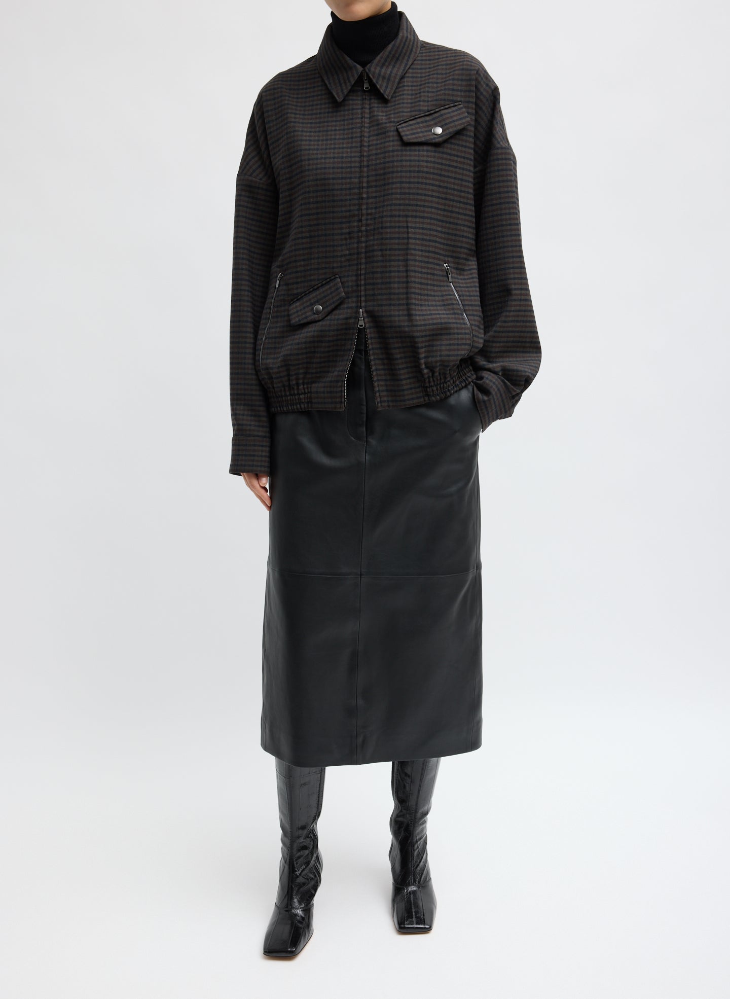 Cedric Suiting Bomber Jacket - Plaid Cedric Suiting Bomber Jacket - front view on model