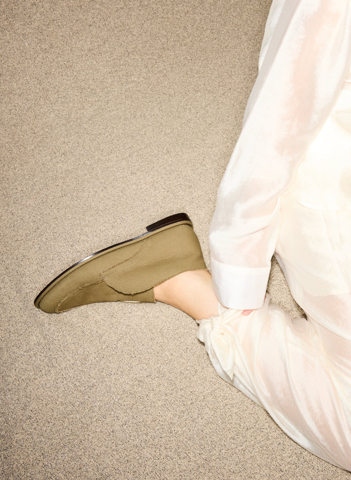 Tan Harry Canvas Boot - editorial image on model