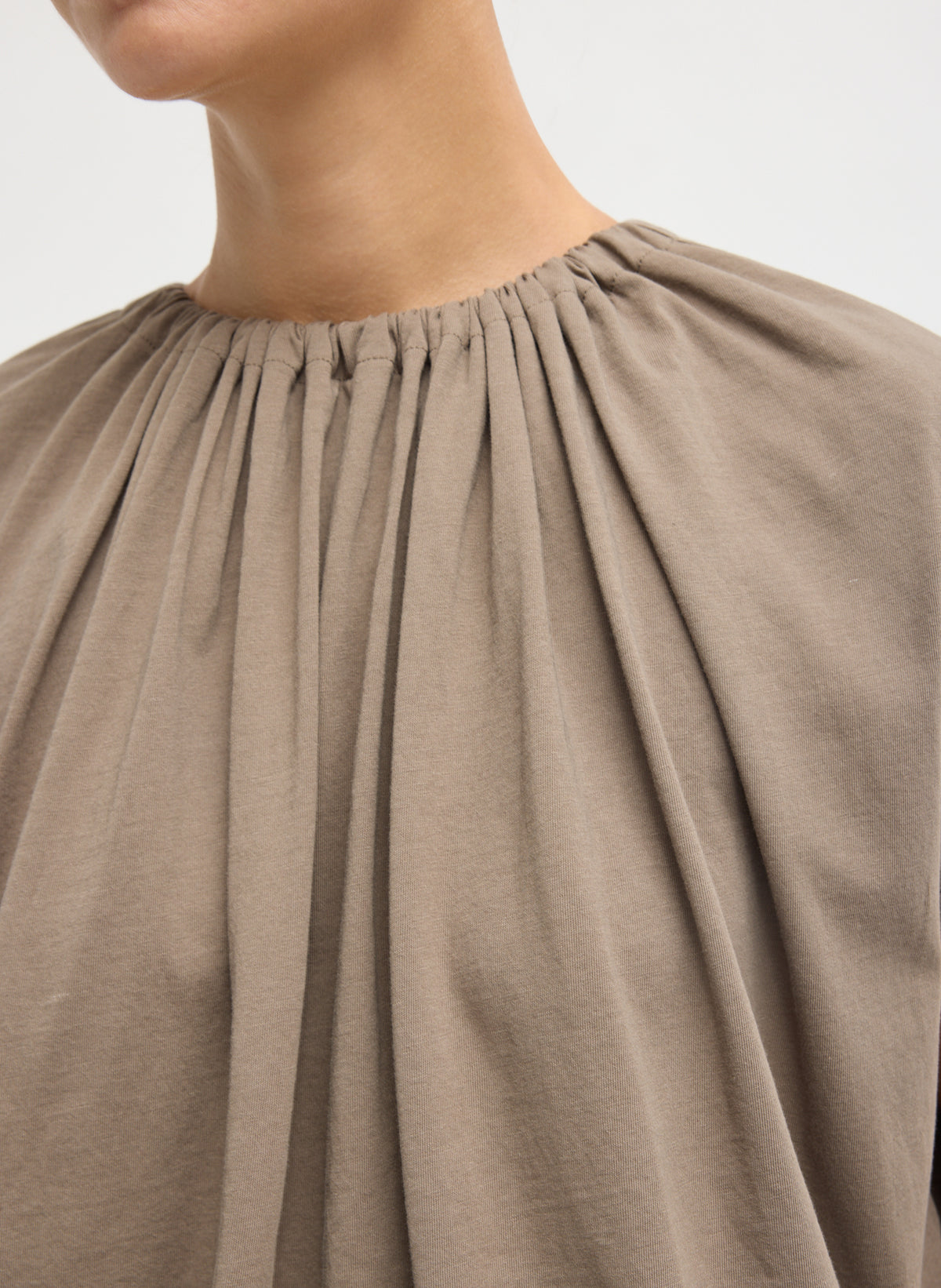 Shirred Neck Circular T-Shirt