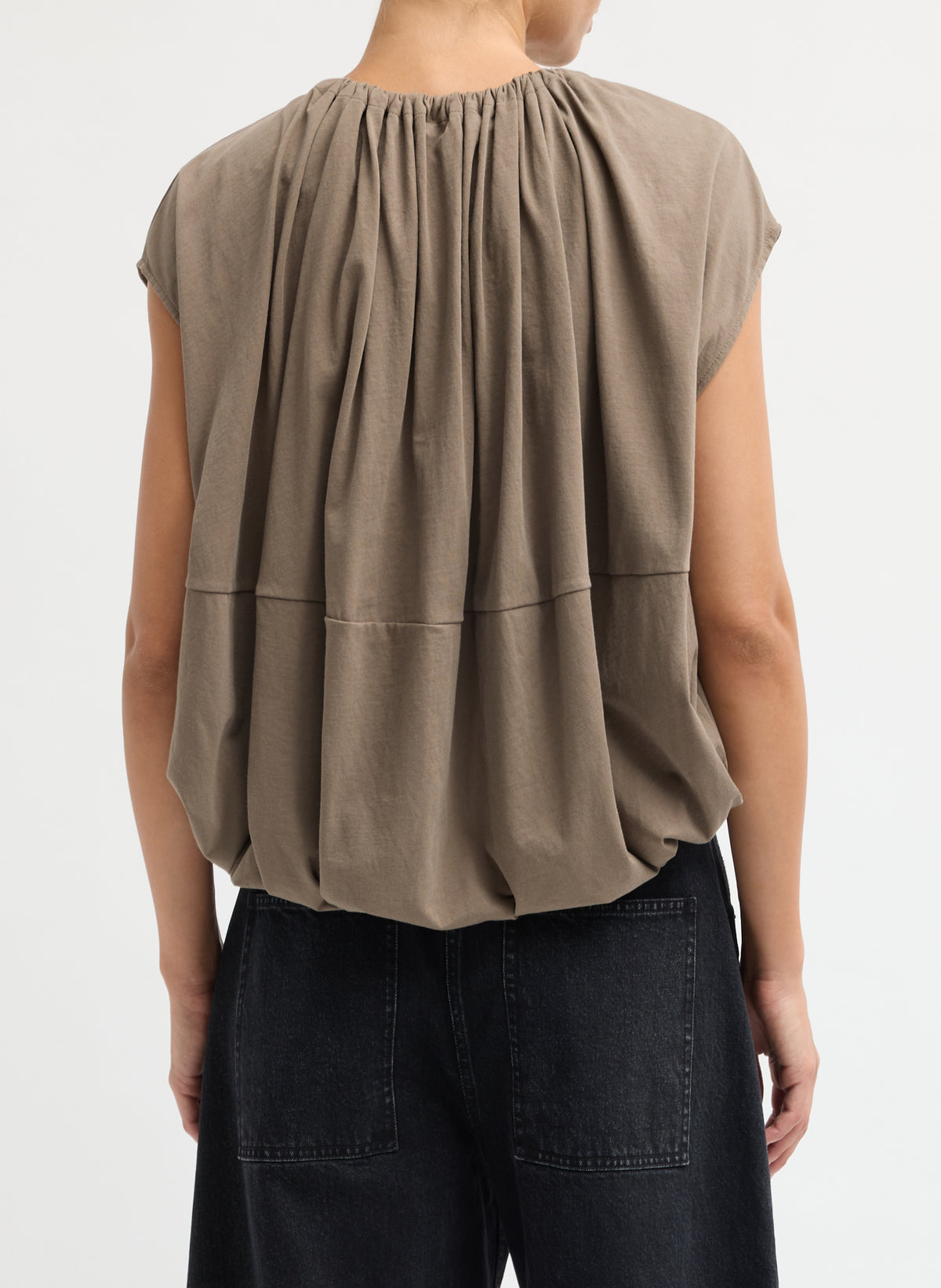 Shirred Neck Circular T-Shirt