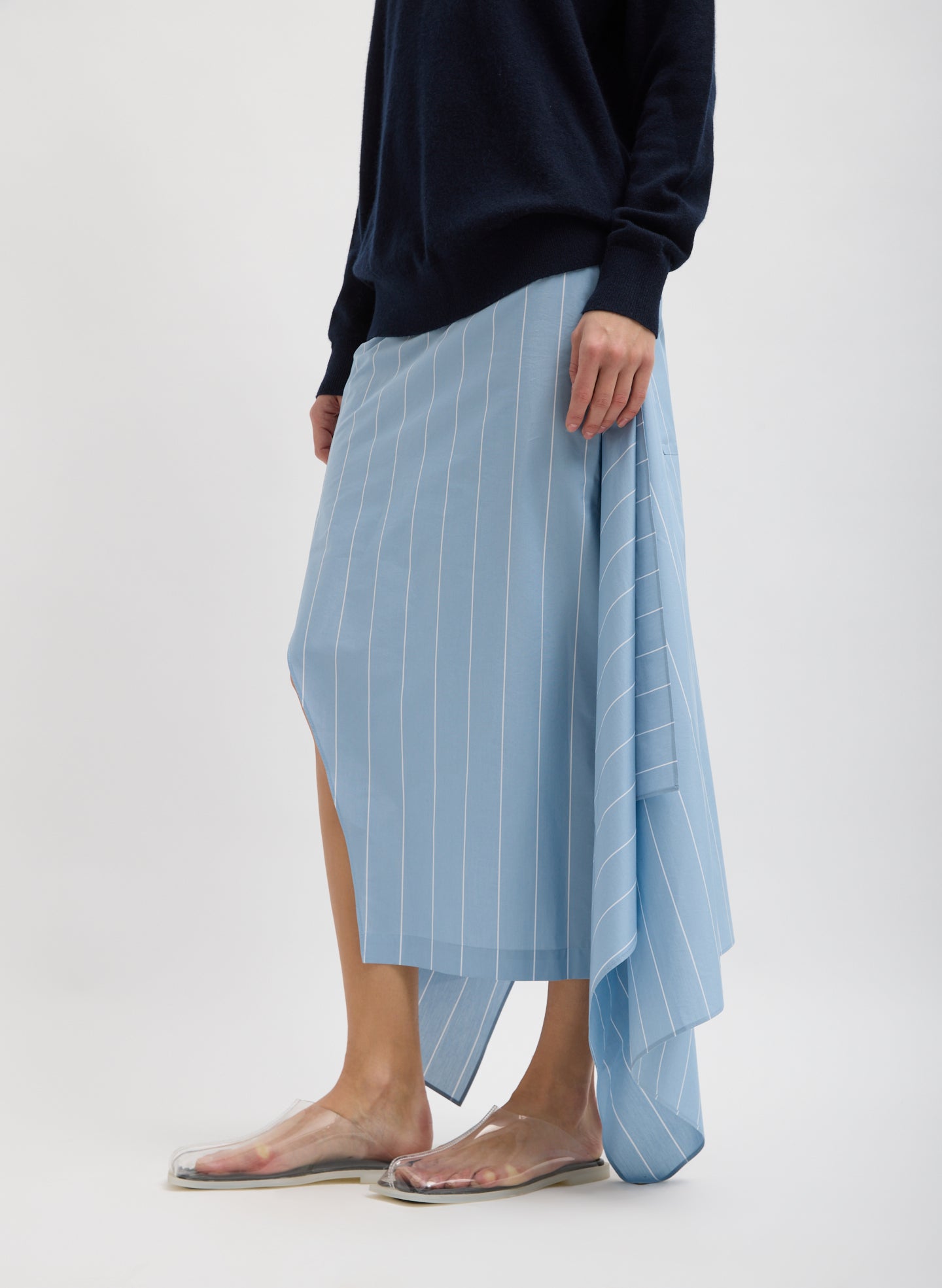 Striped Tech Poplin Tie Front Skirt - Blue/White Multi-1